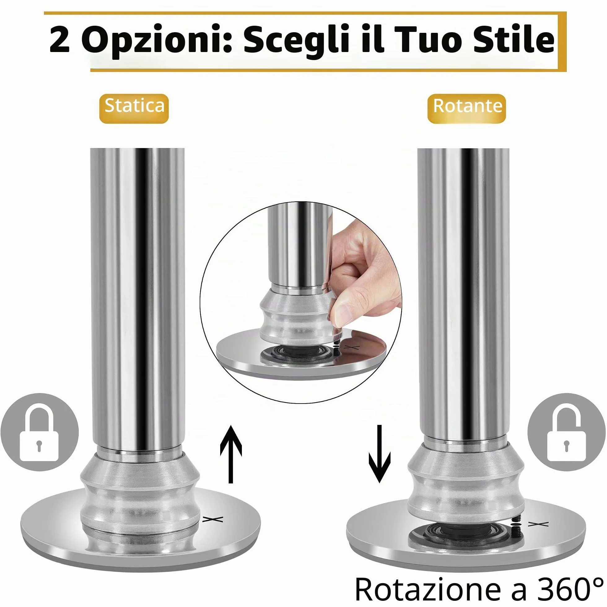 Yaheetech Palo Pole Dance Professionale Regolabile Barra in Acciaio Statico e Girevole Altezza 216,5-275 cm