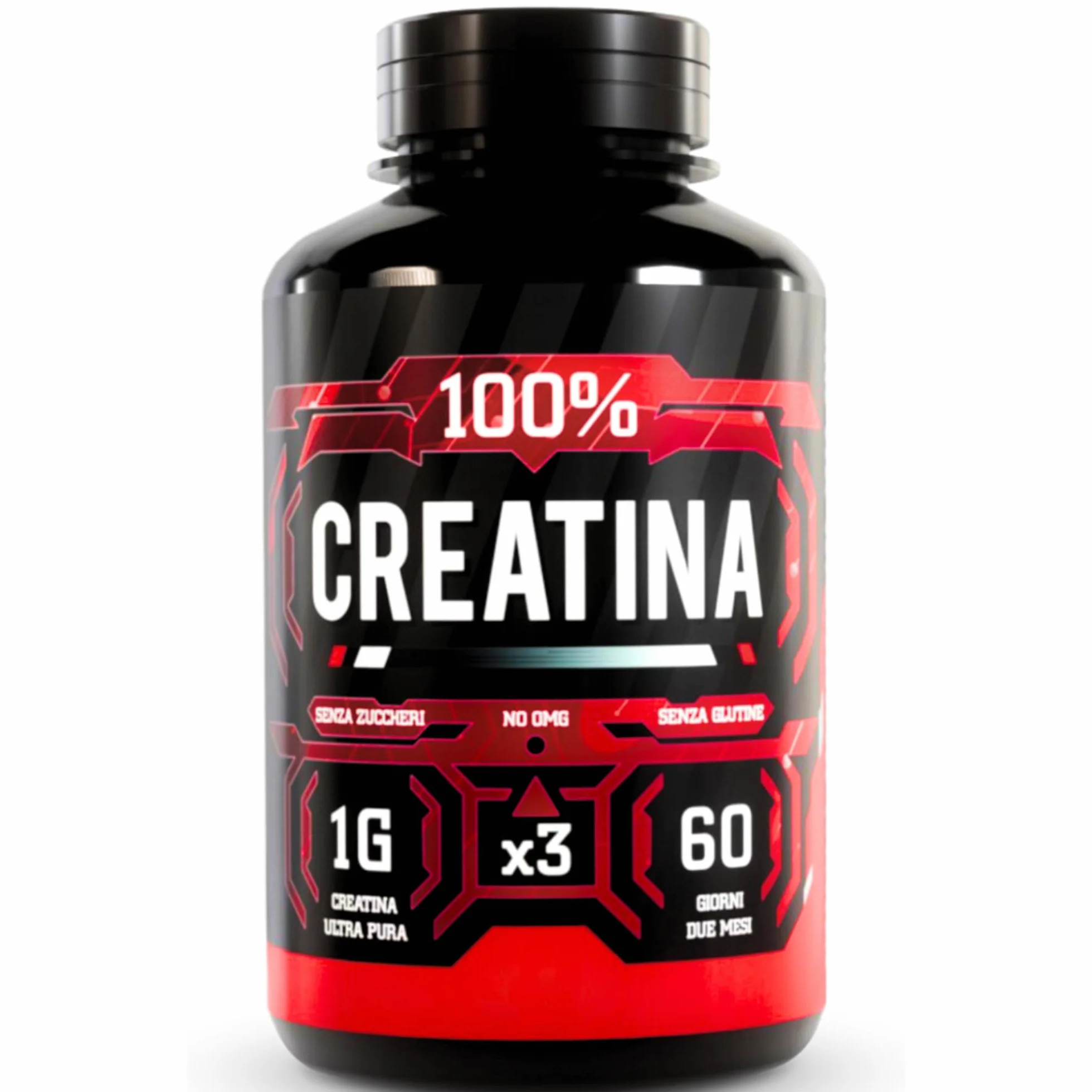 Creatina per Massa Muscolare, Monoidrata (Pura) 180 compresse; Pura Alto Dosaggio - Body Building massa muscolare boost energetico pre e post workout - Creatine Pre e Post Workout