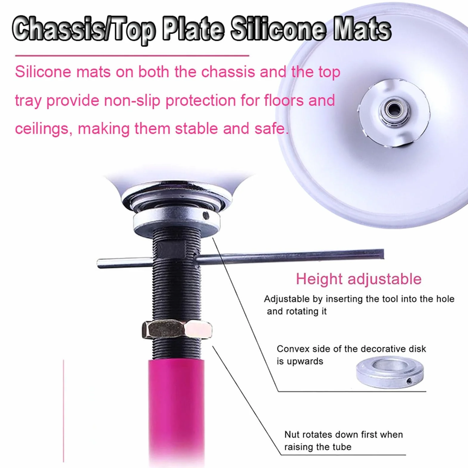 Bastone rotante a 360° statico 45 mm silicone per camera da letto studio fitness