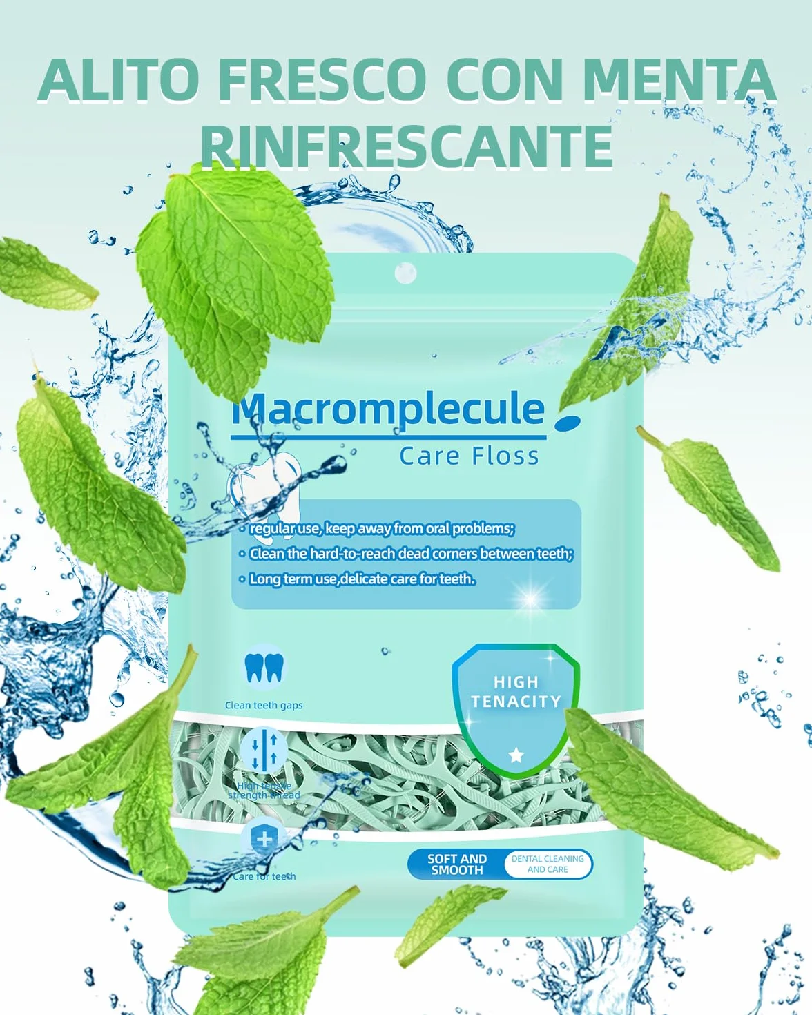 300 Filo Interdentale a Doppia Linea alla Menta per la Cura dei Denti - Archetti filo interdentale per Rimuovere la Placca e i Residui di Cibo