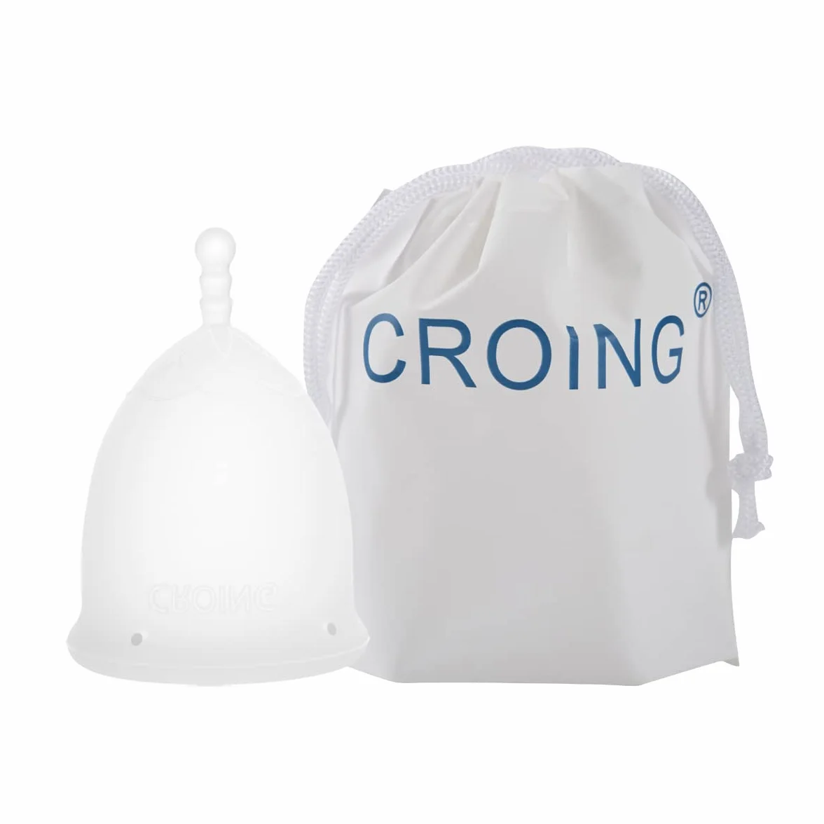 CROING 𝗖𝗼𝗽𝗽𝗲𝘁𝘁𝗮 𝗠𝗲𝘀𝘁𝗿𝘂𝗮𝗹𝗲 2 Pezzi Coppe mestruali (Bianca)