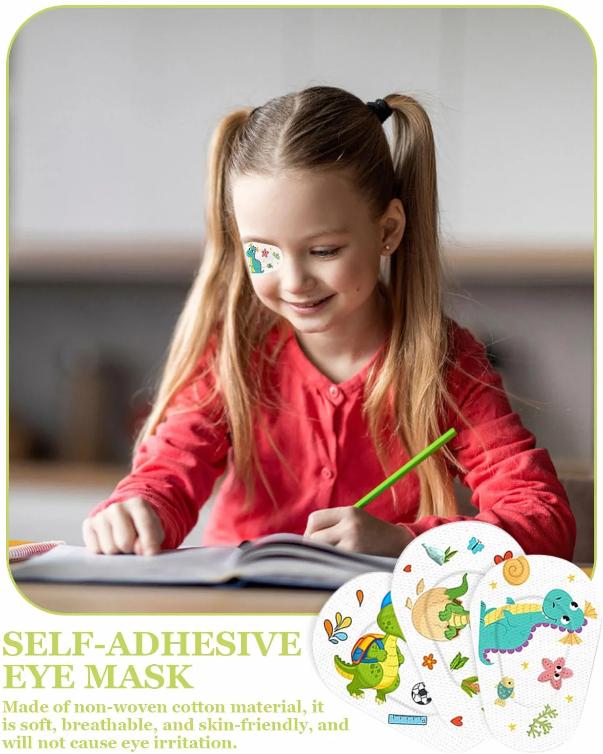 Bende Adesive per Occhi in Cotone per Bambini 16 Pezzi