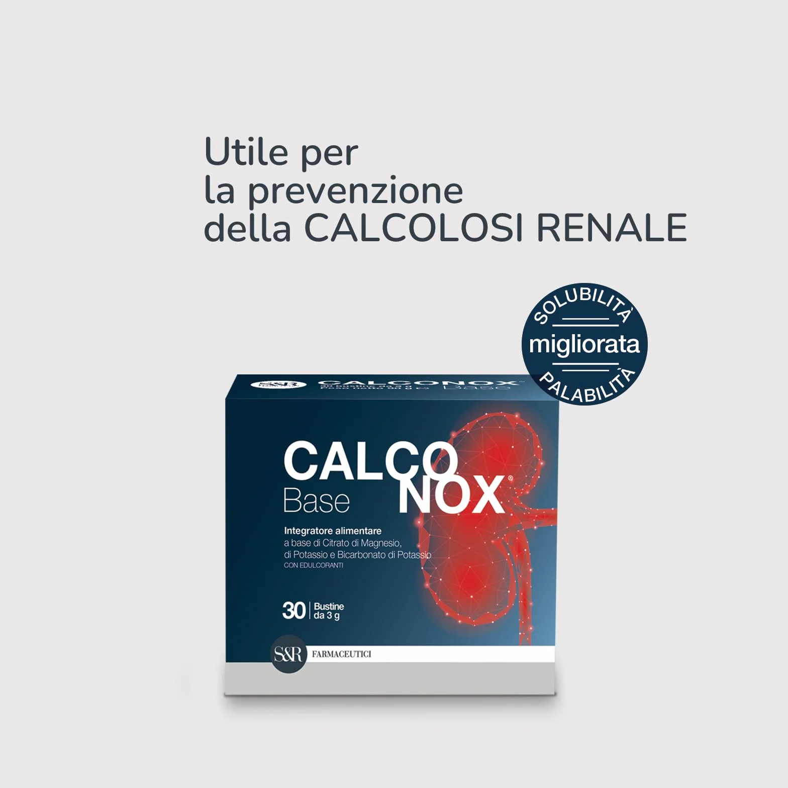 S&R Farmaceutici | CALCONOX BASE - Integratore alimentare per i disturbi dell’apparato urinario come la Calcolosi, 30 bustine