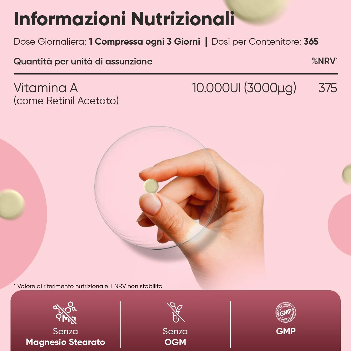Vitamina A, 365 Compresse Vegane (per 1+ Anno), Vit A come Retinil Acetato, La Vitamina A Contribuisce al Mantenimento di una Vista Normale (EFSA), Senza Magnesio Stearato, Prodotto nel Regno Unito
