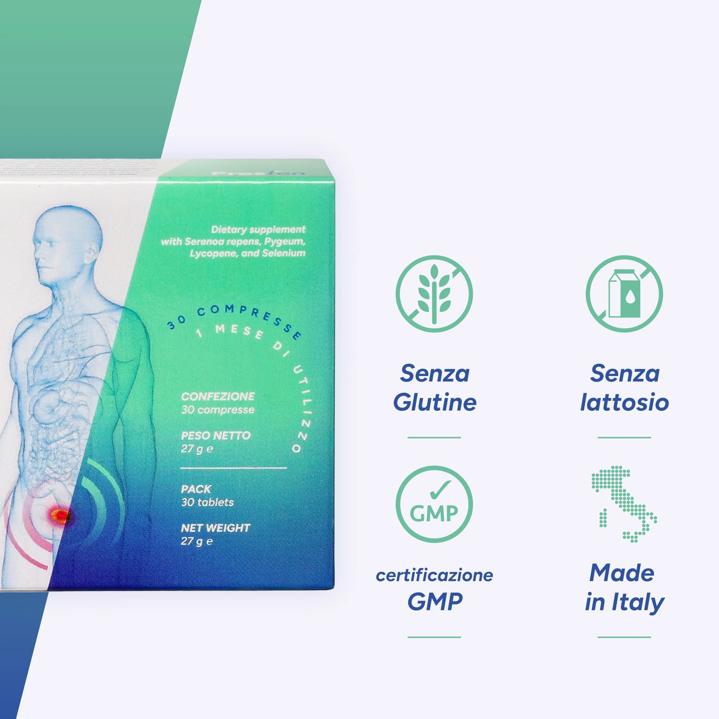 PROSTEN Integratore Prostata Uomo 30 Compresse Serenoa Repens Zinco Vitamina E