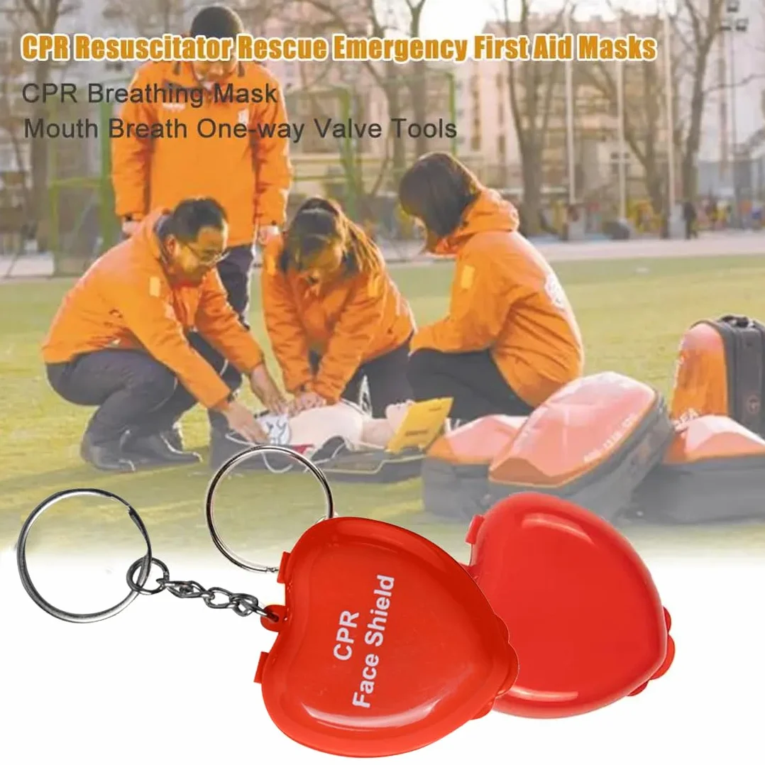 Maschera Facciale per RCP con Valvola Unidirezionale Kit Emergenza Portachiavi 2 Pezzi