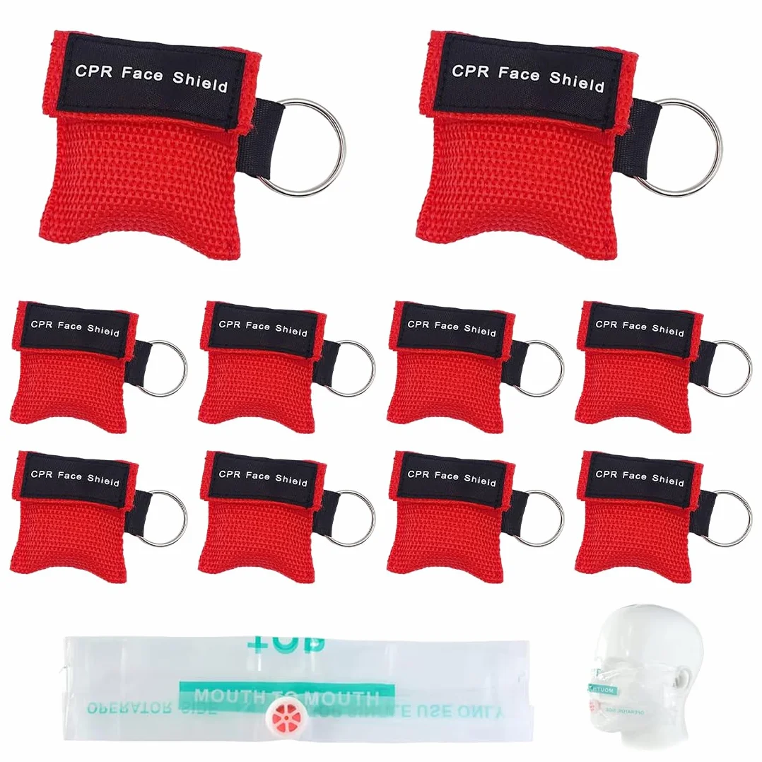 Pocket Mask 10 Pezzi Primo Soccorso Rosso 5x5,5Cm
