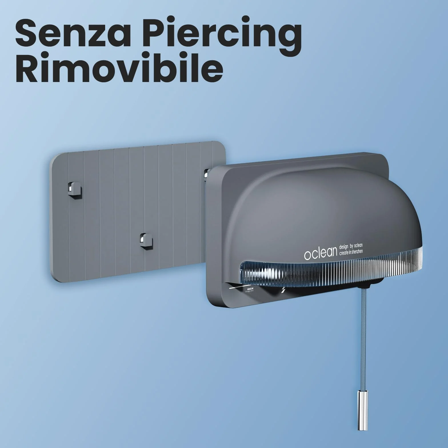 Oclean S1 Sterilizzatore UVC per spazzolino da denti, Batteria al Litio Ricaricabile con Cavo USB, Grigio