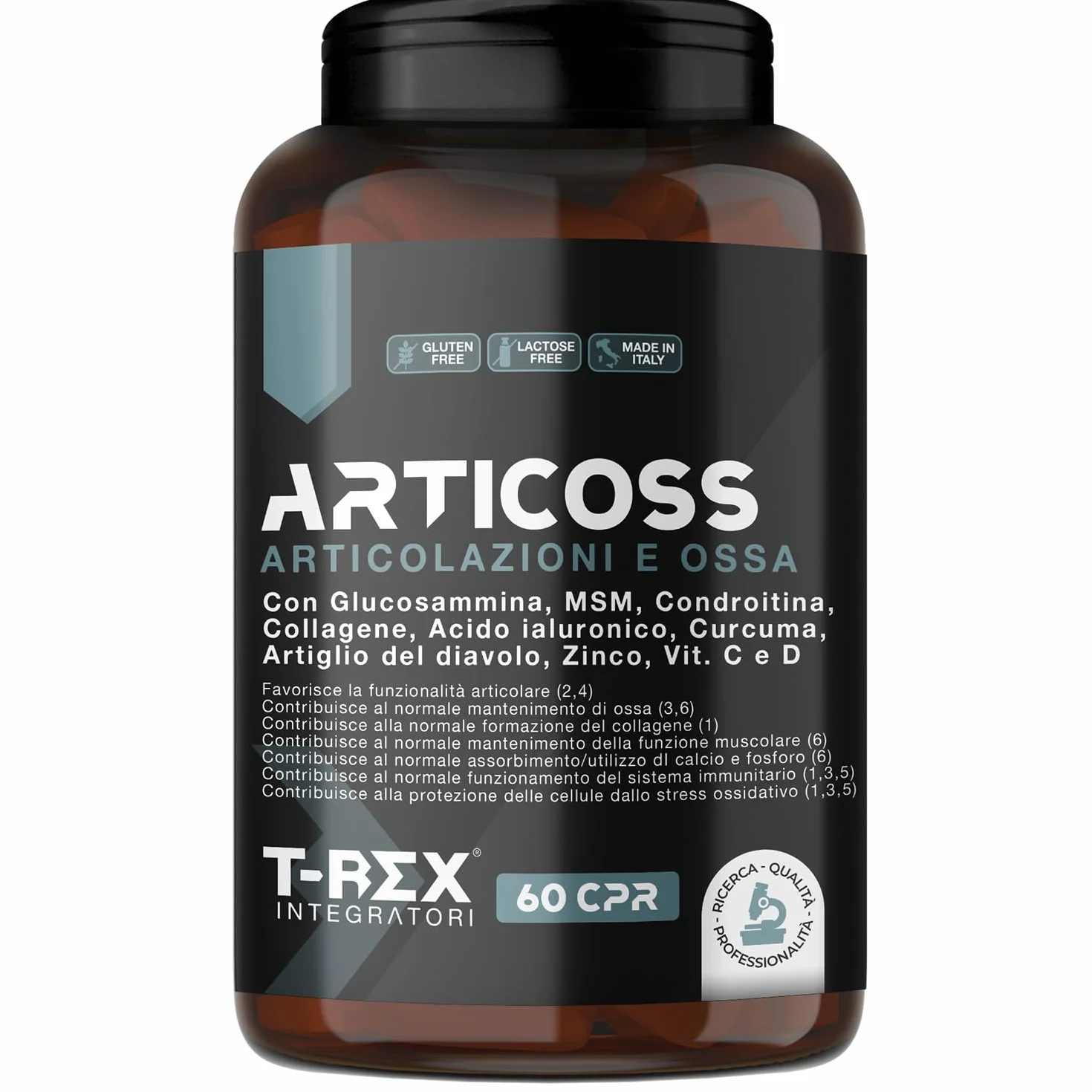 ARTICOSS Integratore per Articolazioni Ossa e Cartilagini con Glucosamina Condroitina Msm Artiglio del Diavolo, Vitamina C e Vitamina D, Collagene e Acido Ialuronico. 60 compresse