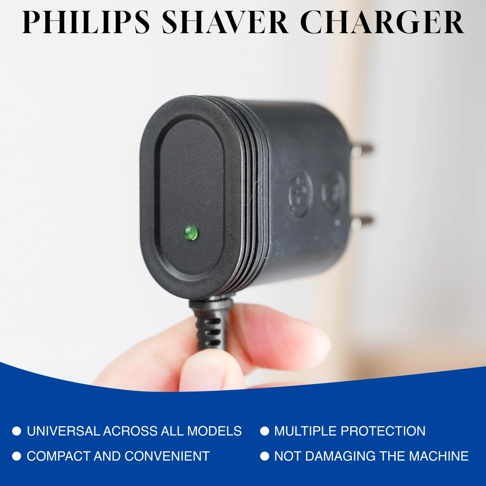 Philips OneBlade Caricabatterie 4,3 V 1,5 m Compatibile A00390 QP2520 QP2620 QP2721 QP2821 MG3720 BT3206 MG3730 MG5720 MG5730