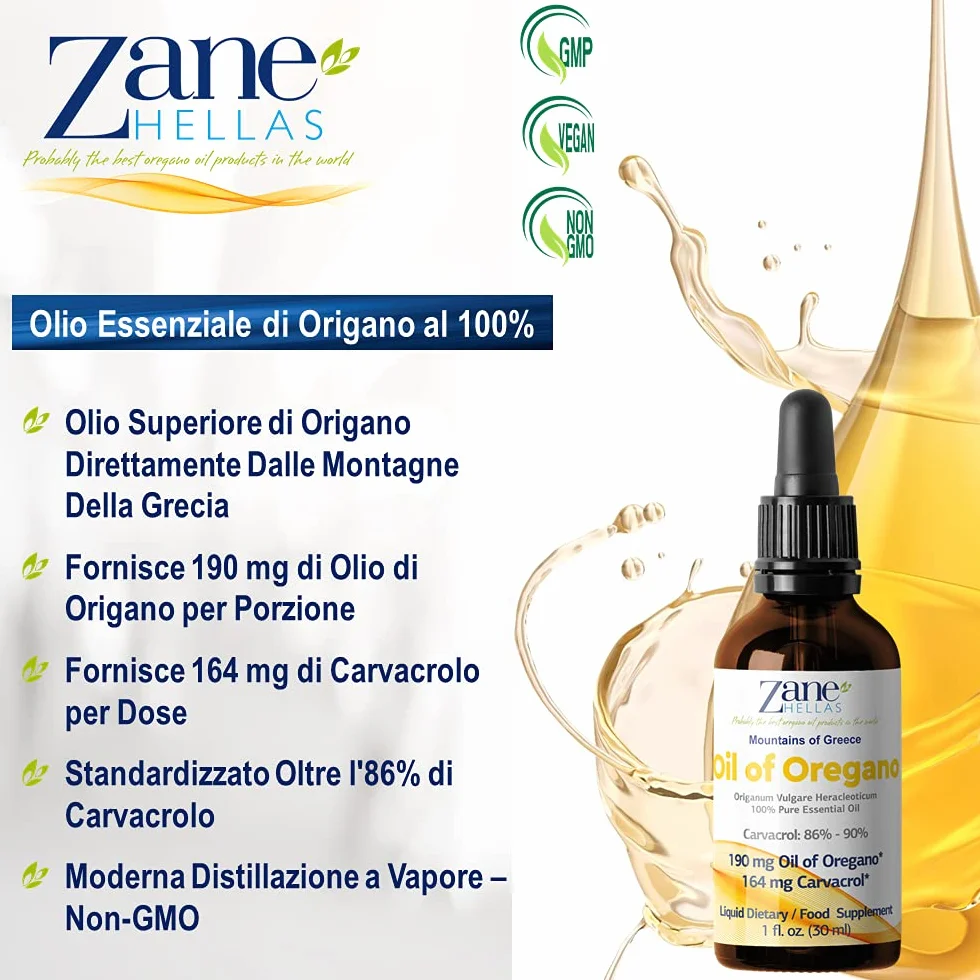 Olio di Origano Puro 86% Carvacrolo 30ml Zane Hellas