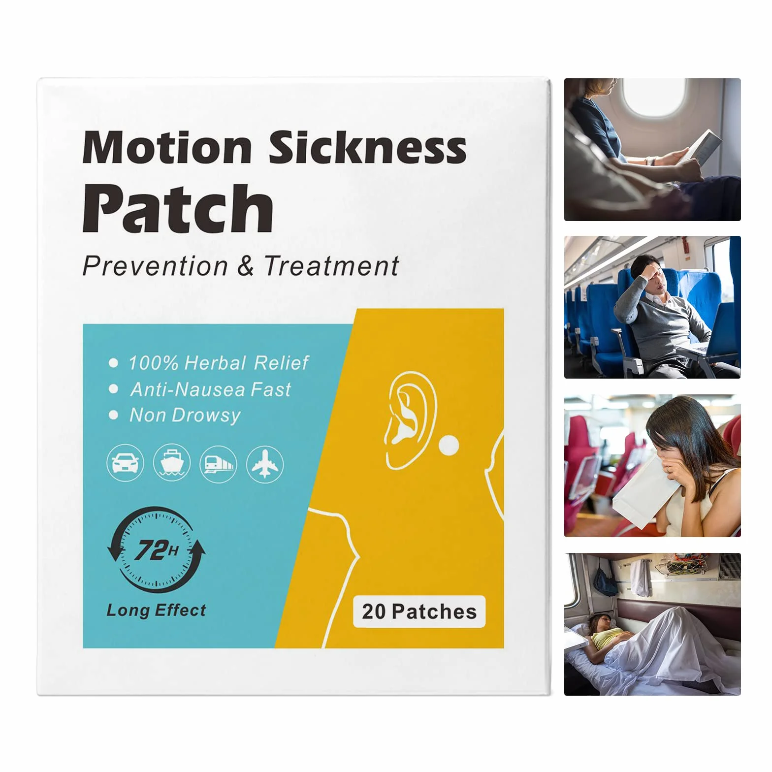 Patch per cinetosi anti nausea 20 conteggi azione rapida