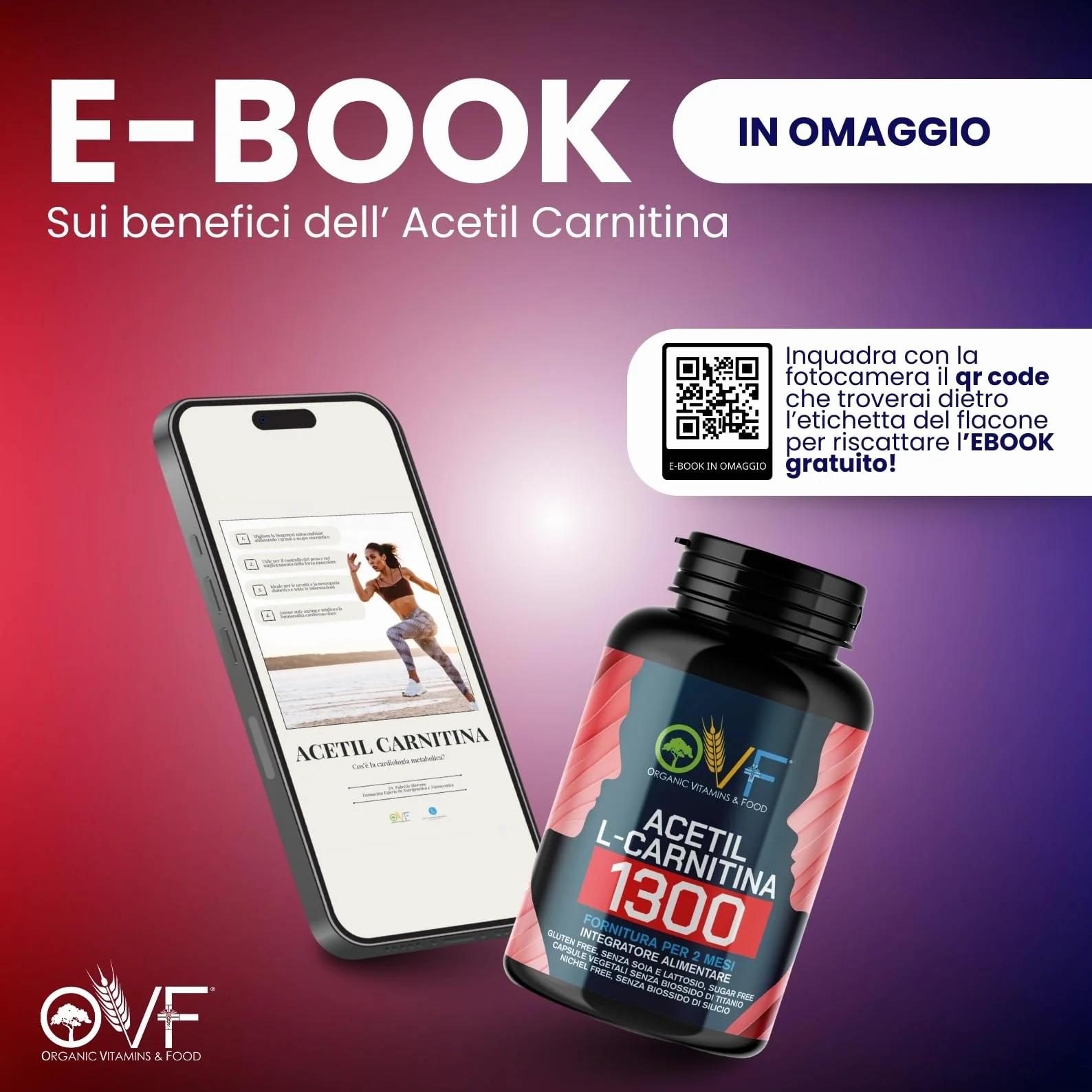 Acetil L-CARNITINA 1300mg 120cps - La Carnitina Energia Metabolismo dei Grassi - Made in Italy