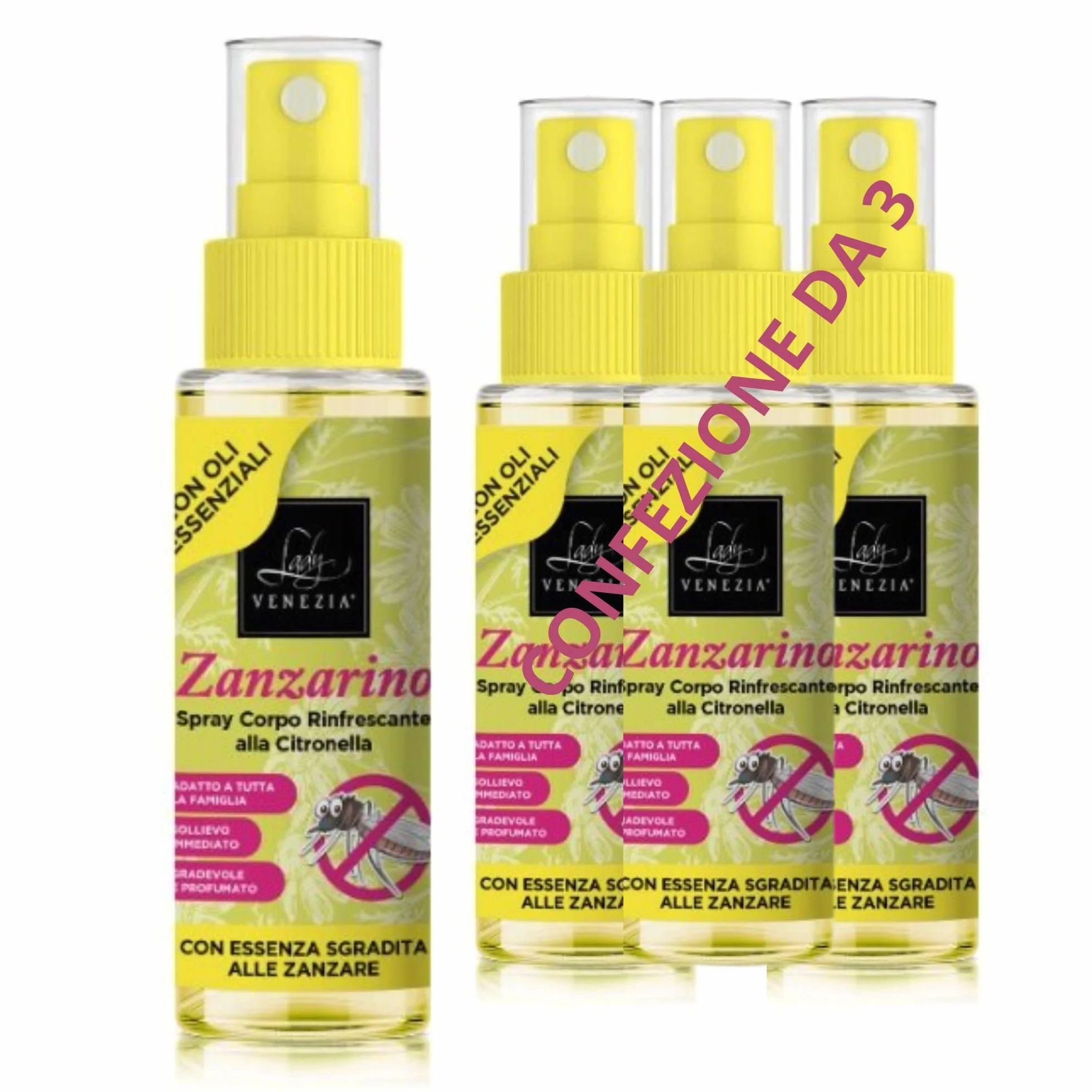 Lady Venezia Repellente Zanzare Spray Antizanzare 90 ml Olio Essenziale Citronella