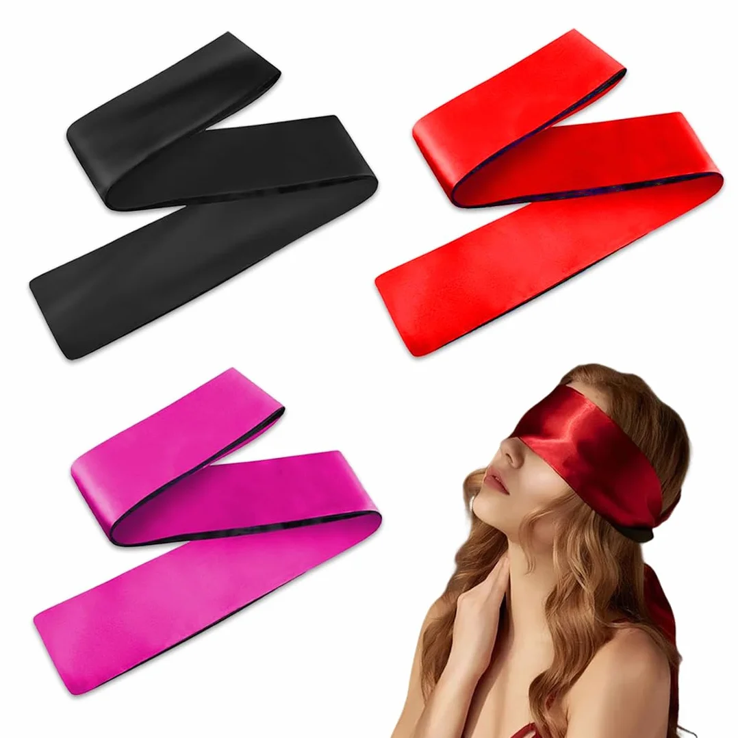 Maschera Per Occhi In Raso Morbide 130x5cm Nero Rosso 3 Pcs