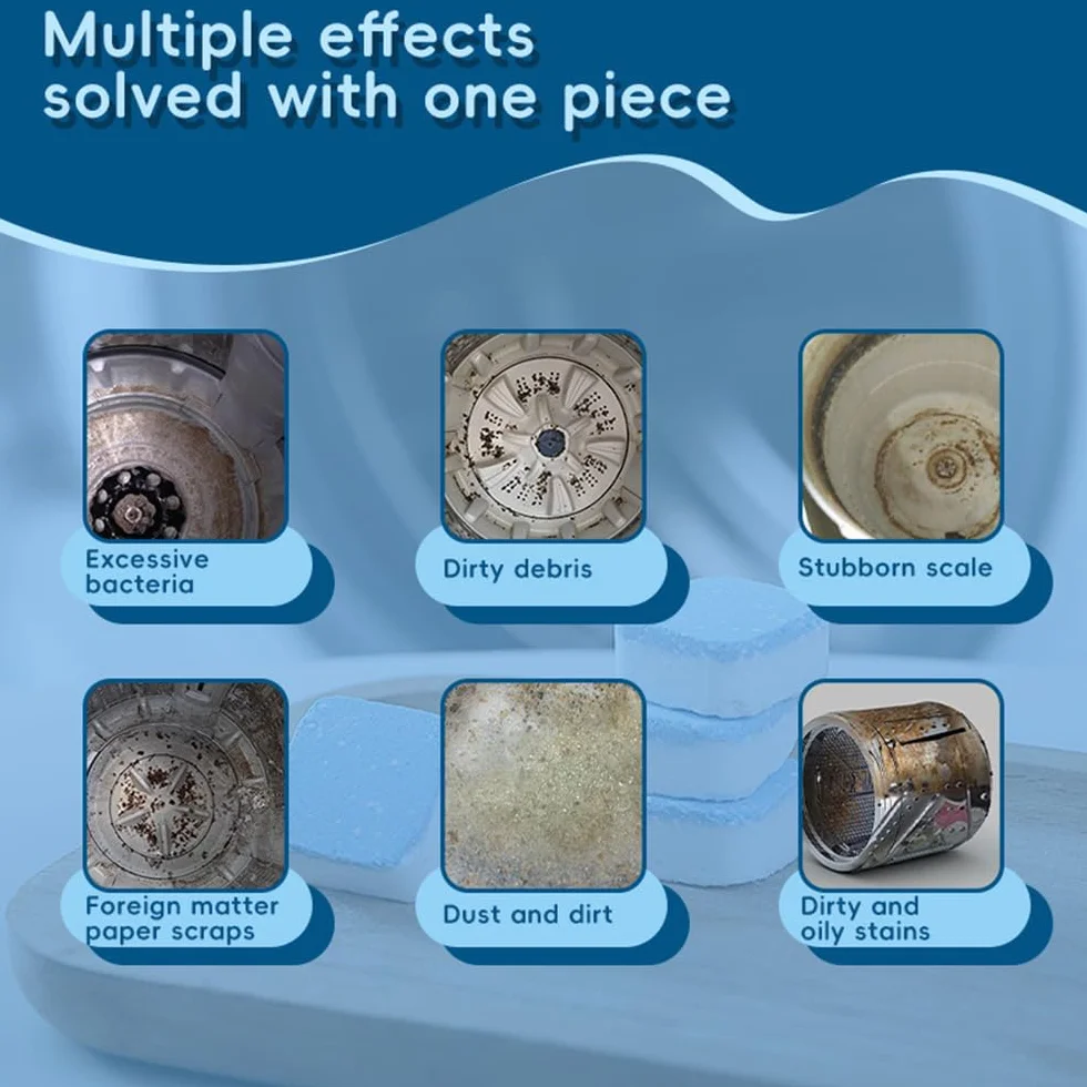 Pulitore per Lavatrice 24 Pezzi Pastiglie Anticalcare Effervescenti Rimuove Sporco Odori