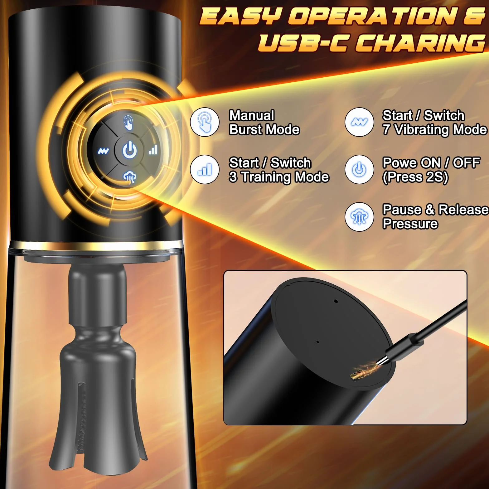 Pompa Pene Masturbatore per Uomo - Maschile Vibratore Sex Toys, Adulti Elettrico Giochi Erotici Ingranditore con 10 Modalità Diverse, Vuoto Pompe Aspiranti & Cock Ring Per gli Uomini che si Masturbano