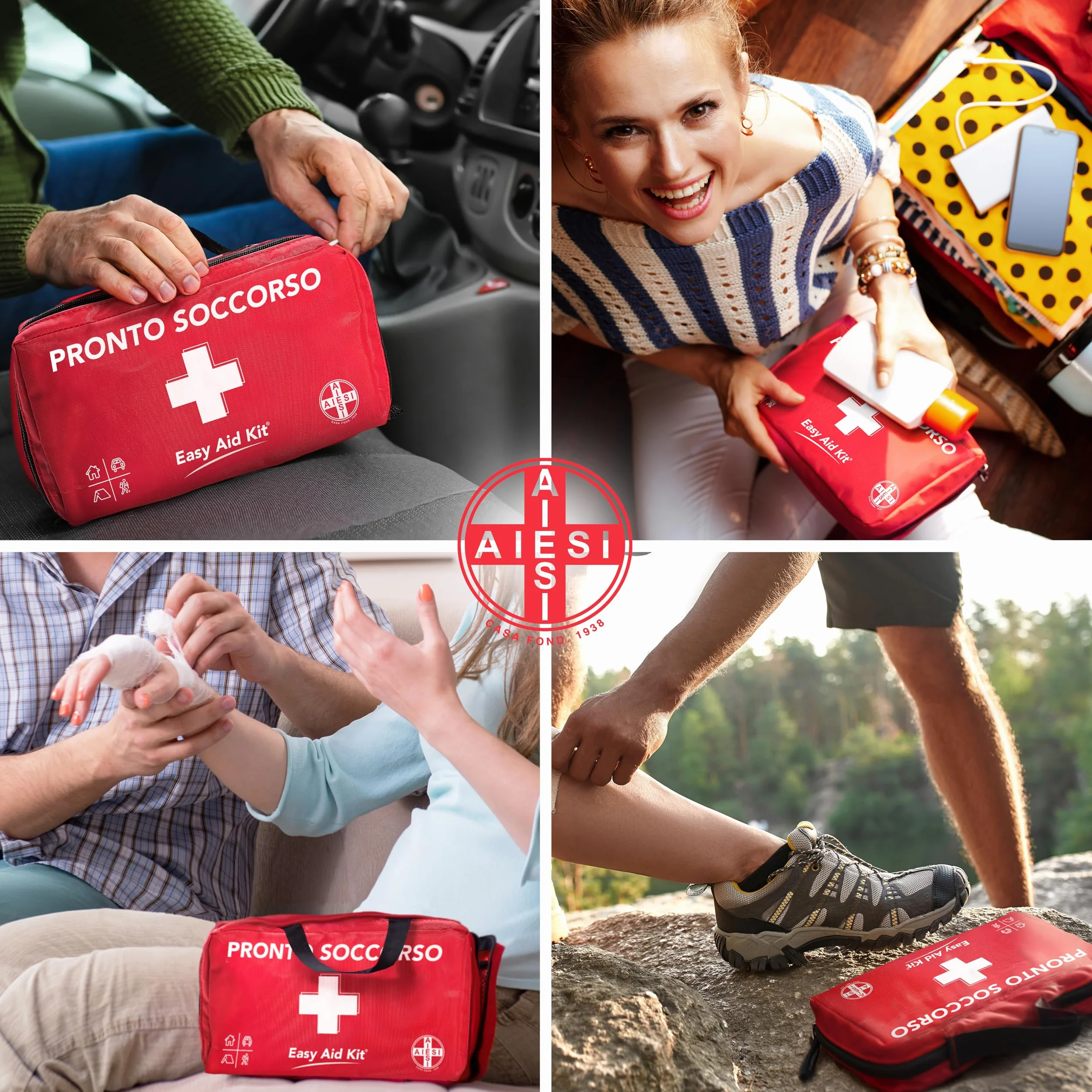 Kit di Pronto Soccorso professionale con Termometro e Disinfettante per Auto Casa Viaggio