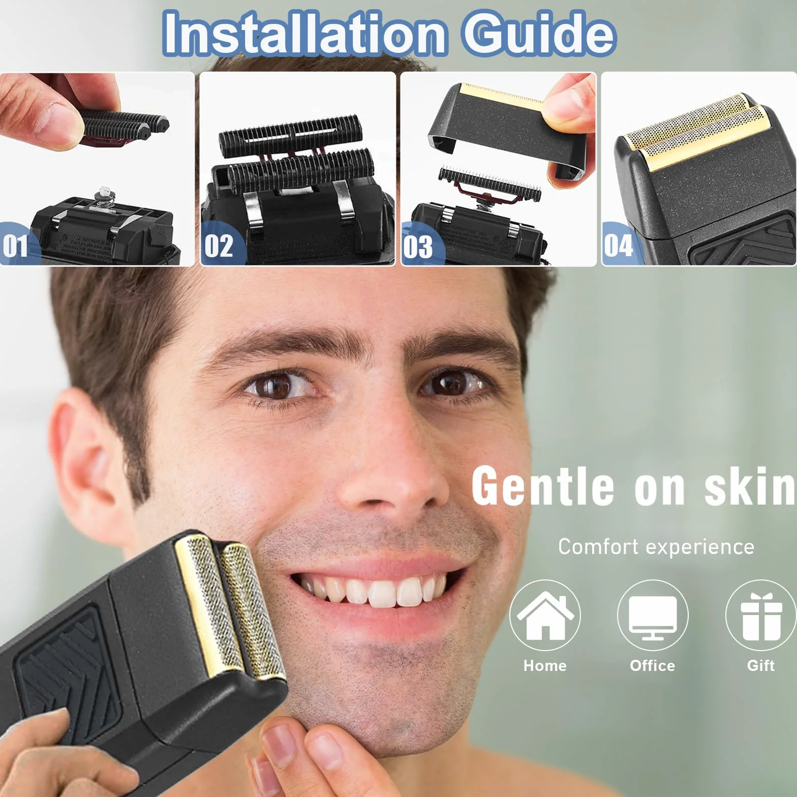 Wahl Shaver Foil 7031-100 7043-100 Super Close Shaving 2 lame di ricambio e barra di taglio professionali