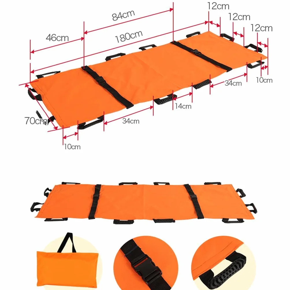 Barella di Emergenza in Lega di Alluminio Antiscivolo 195x70 cm Arancia
