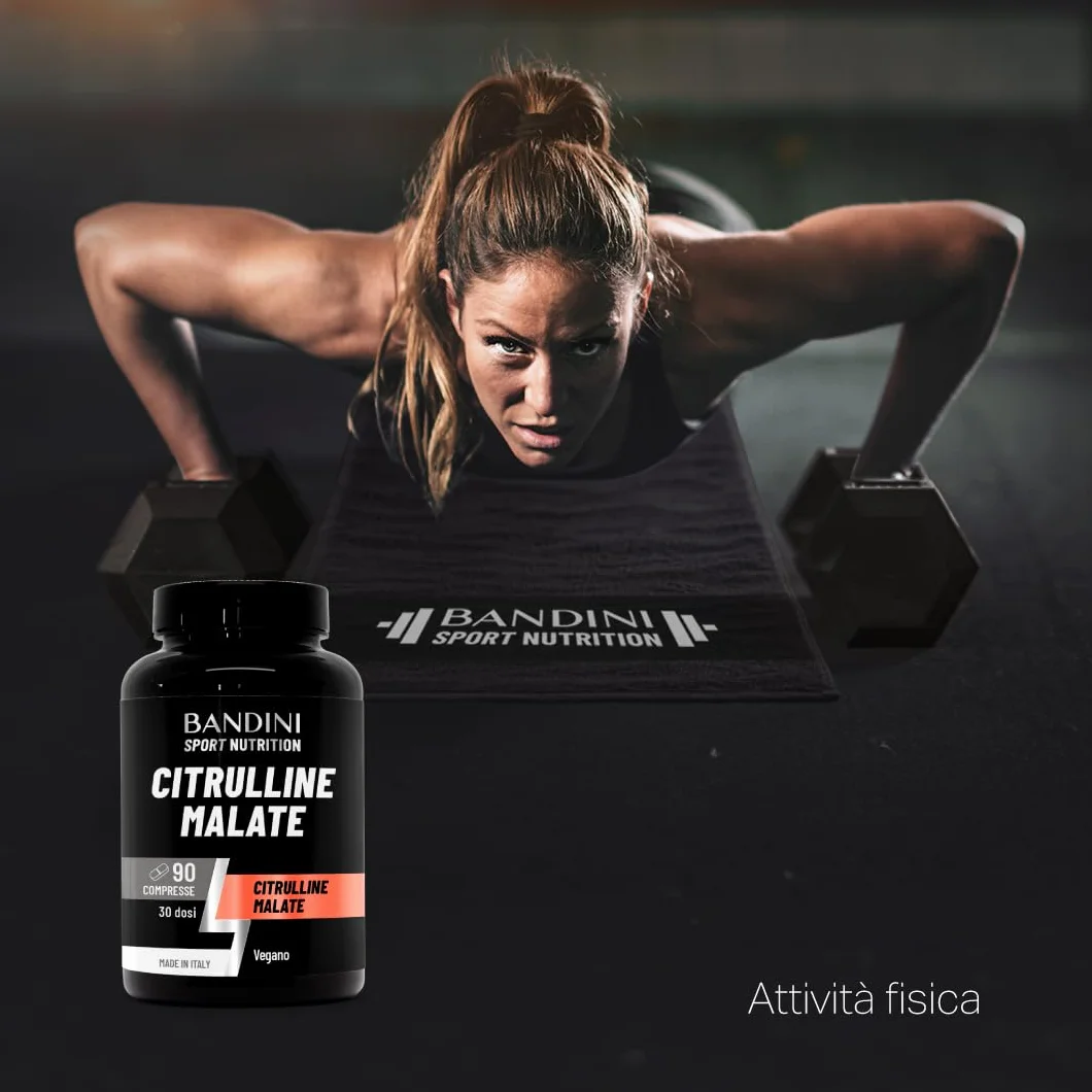 Bandini® CITRULLINE MALATE 90 Compresse 3000 mg per Dose Giornaliera - Dosaggio Extra-Elevato (Copertura 1 mese) - L-Citrullina da fermentazione 100% Vegan - Citrullina per Atleti e Culturisti