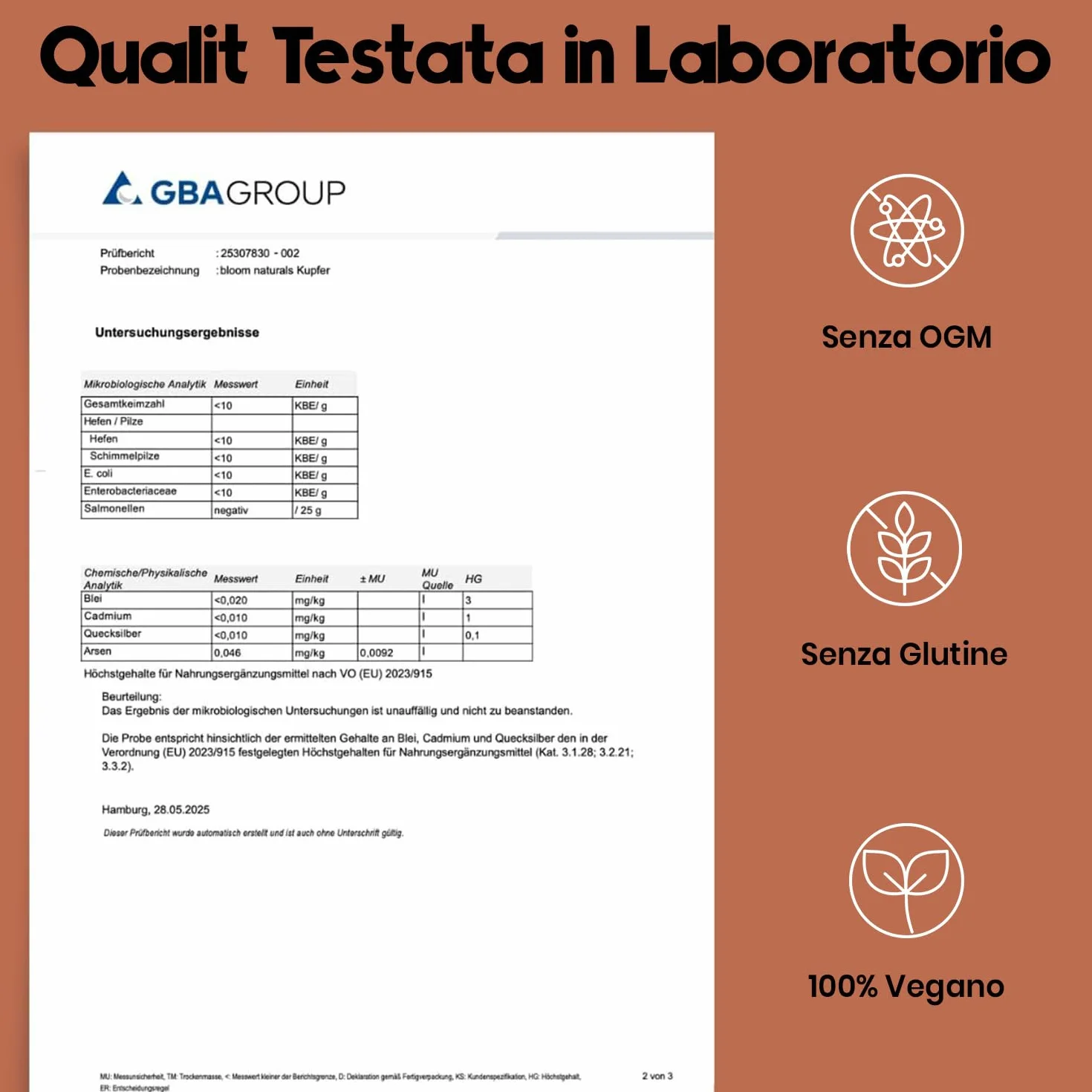 Rame Integratore - 400 Compresse Alto Dosaggio 2 mg - Rame Bisglicinato per Pelle e Capelli - Vegano & Prodotto in Germania - Testato in Laboratorio
