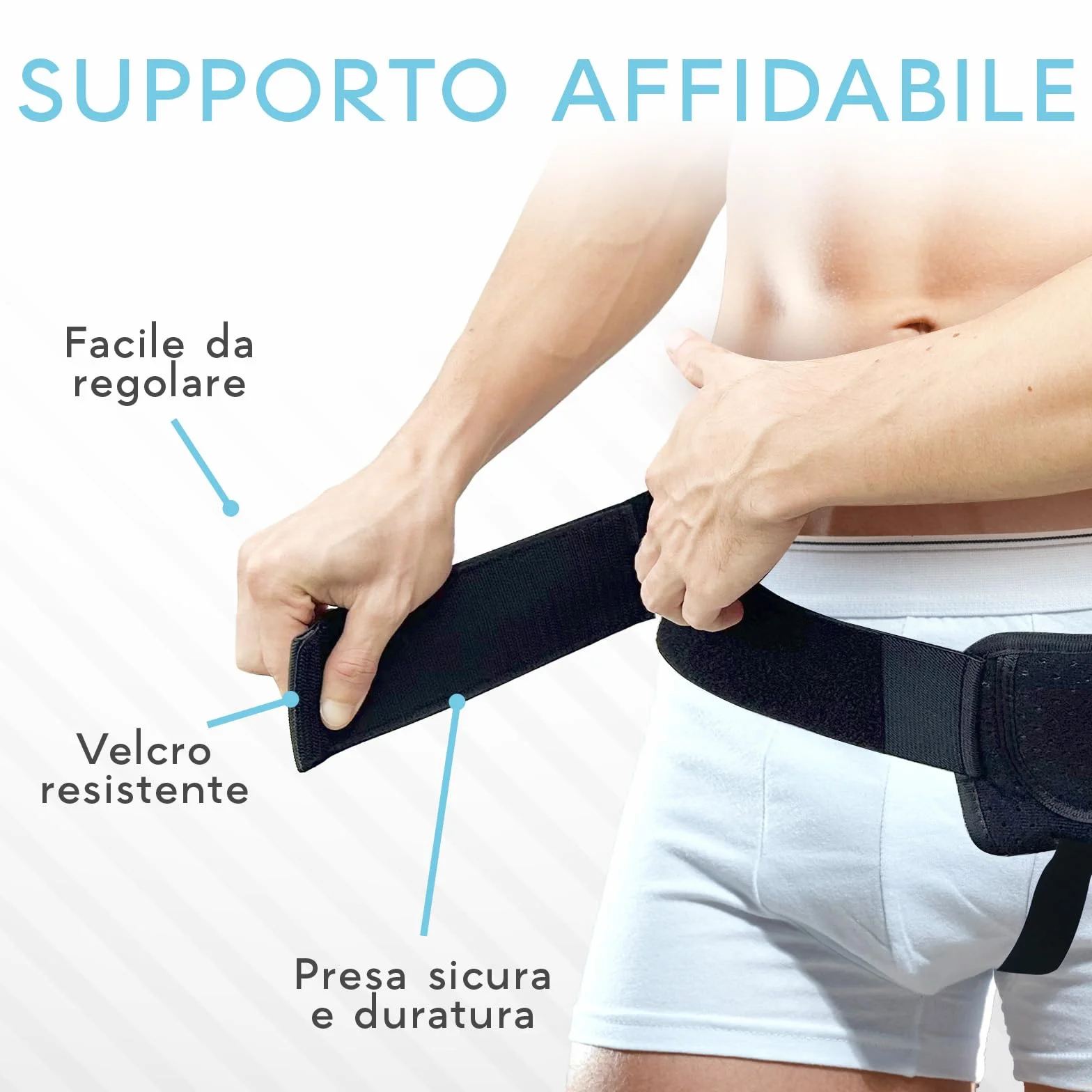 Adamson H3 Cintura per ernia da uomo - Cintura per ernia inguinale regolabile sx o dx - Fascia per compressione inguinale con cinturino regolabile - Vestibilità universale - Discreta e comoda