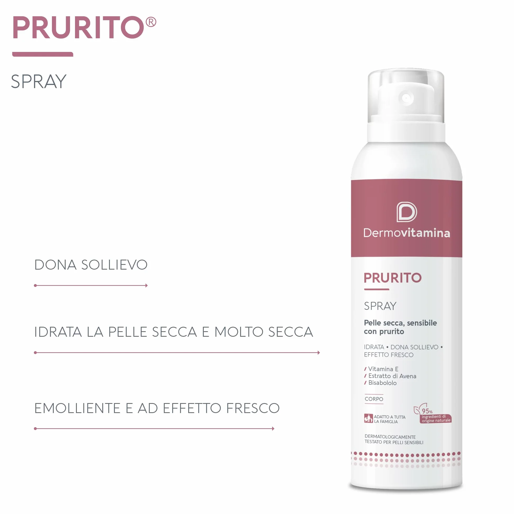 Dermovitamina Prurito Spray 100ml - Riduce Prurito, Effetto Fresco, Azione Protettiva per Dermatite