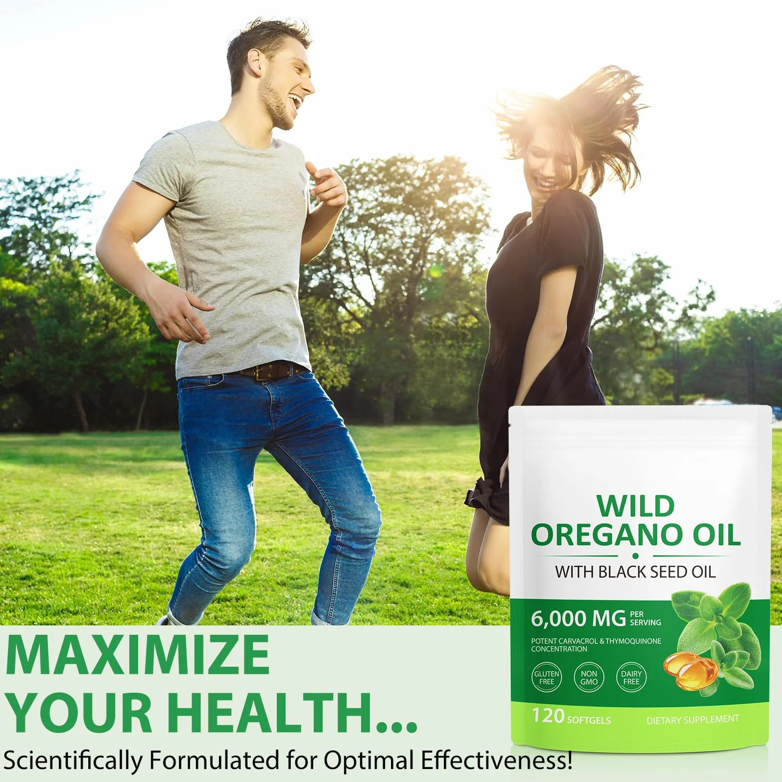 Olio di origano 120 capsule con olio di semi neri Non OGM