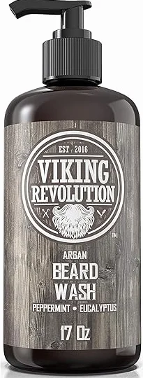 Viking Revolution - Shampoo Barba - Bagnoschiuma Naturale con Olio di Argan & Jojoba - Ammorbidisce e Rafforza - Menta piperita ed Eucalipto - 500 ml