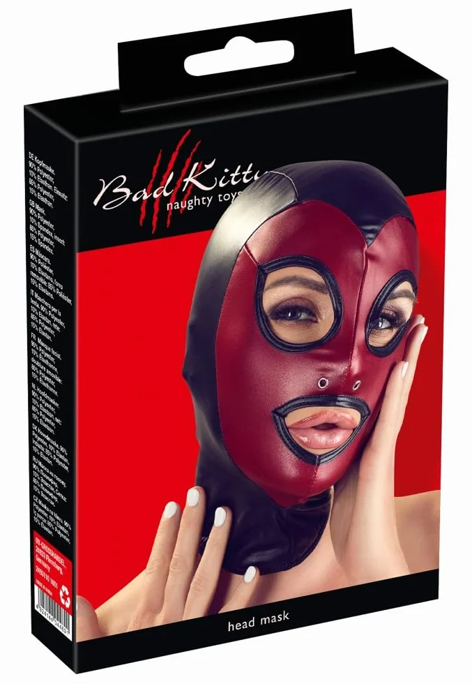 Bad Kitty Maschera per la testa di Gattino Cattivo Nero/Rosso
