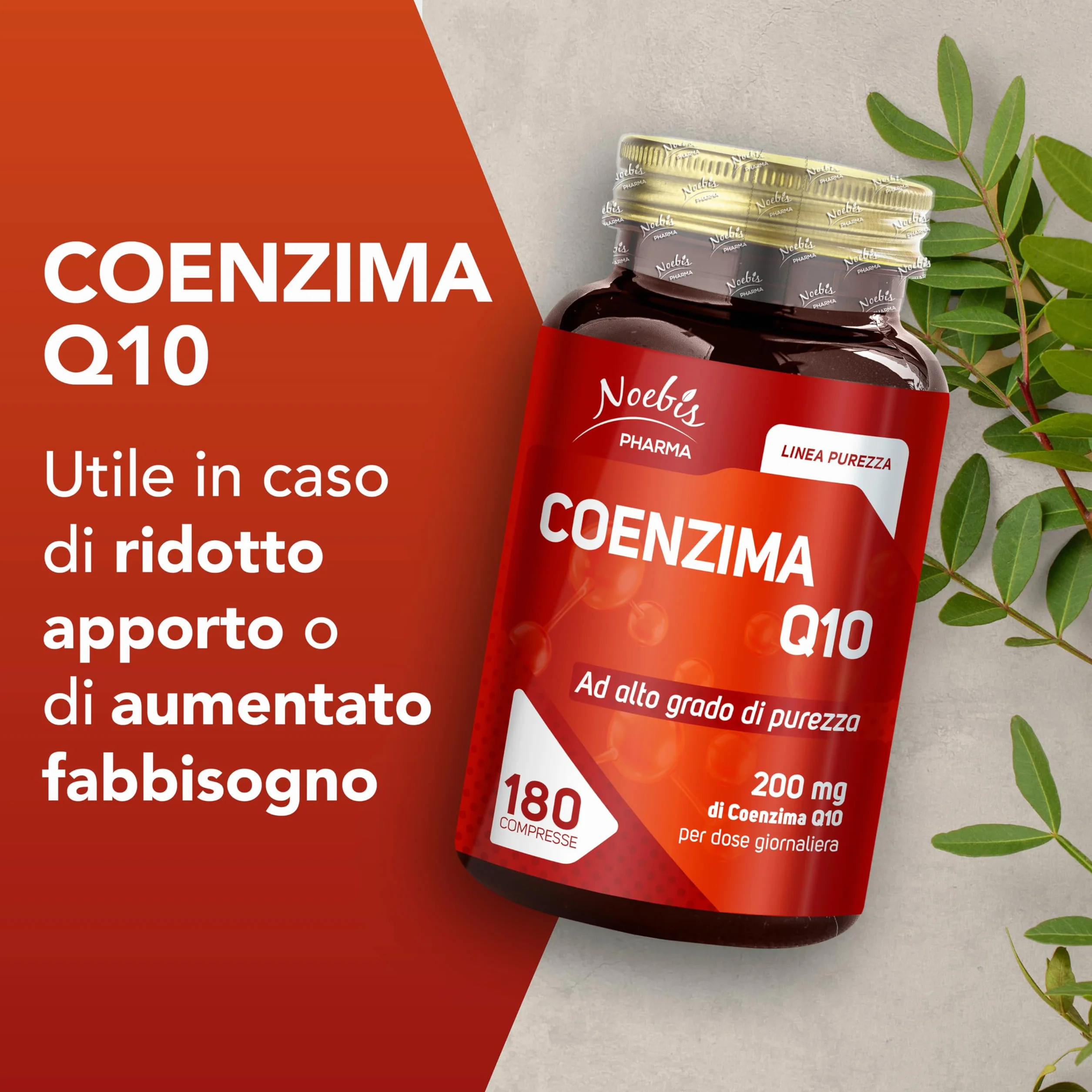 Coenzima Q10 200 mg Noebis Pharma – Alto Grado di Purezza – 180 Compresse – Integratore Q10, Vitalità ed Energia Cellulare – Supporto al Benessere – Made in Italy