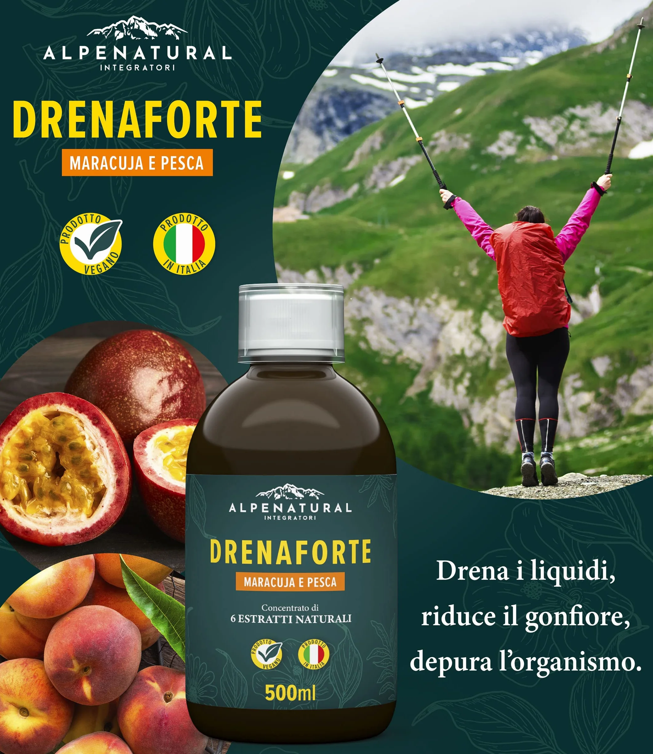 Drenaforte Drenante Forte Concentrato di 6 Estratti Naturali Detox Depurativo Naturale 500 ml