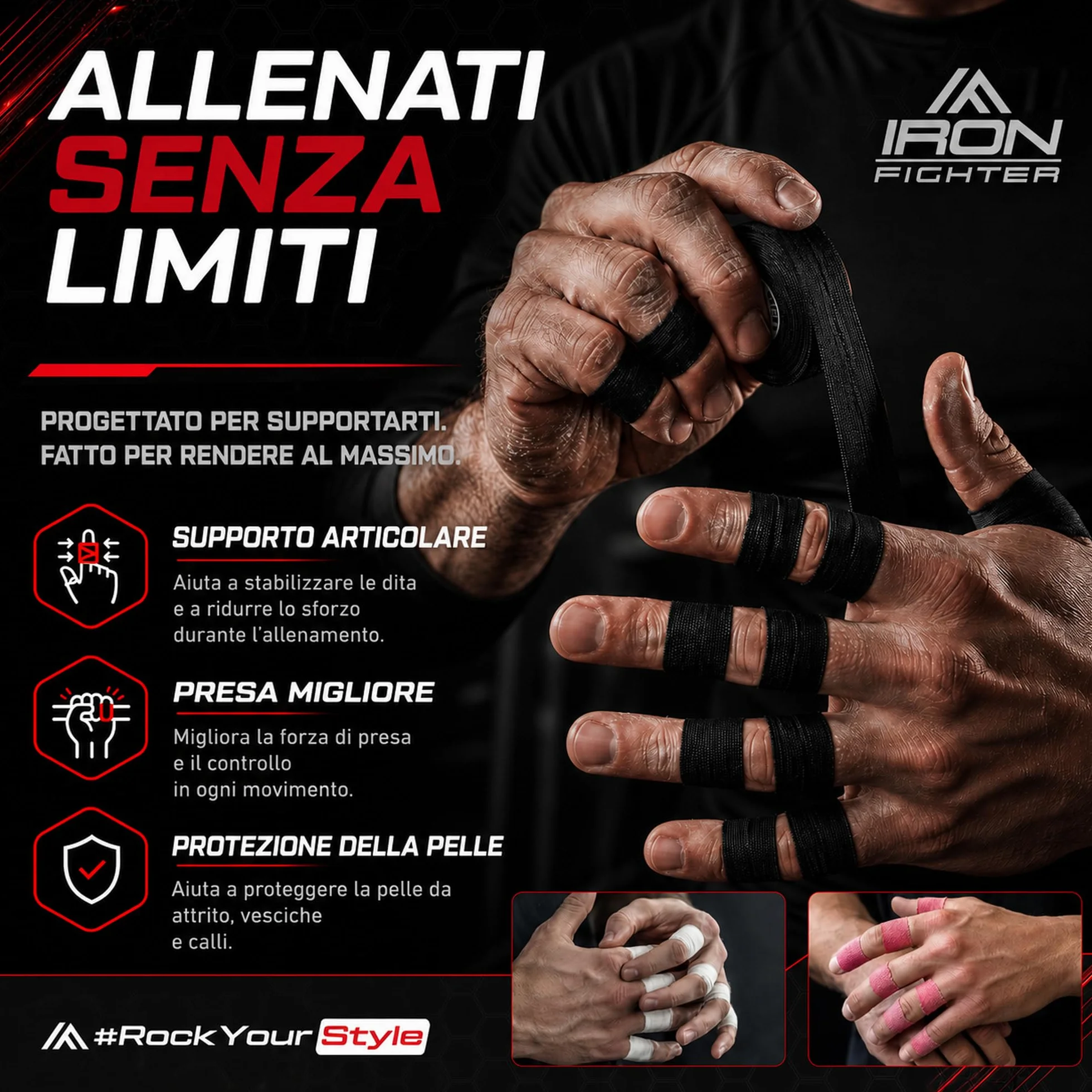 Tape Sportivo Dito 13,7m BJJ Brazilian Jiu Jitsu Arrampicata Grappling Judo Pallavolo Culturismo Taping
