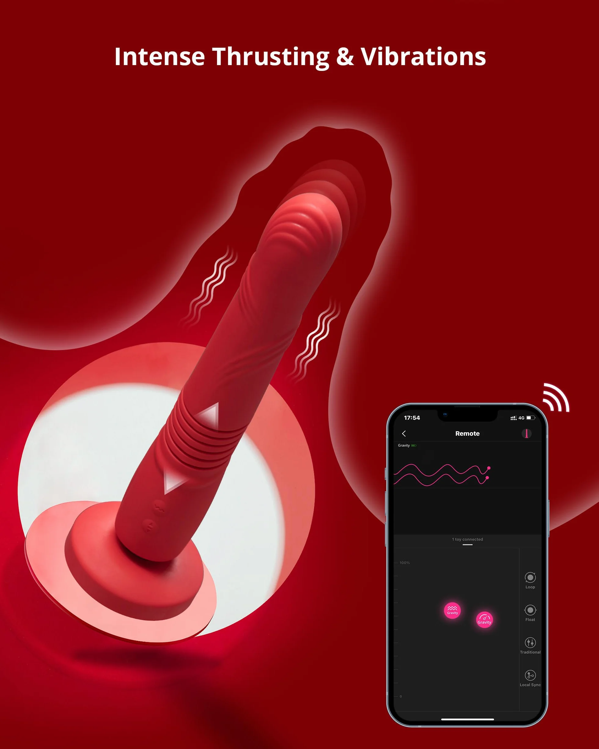LOVENSE Gravity Bluetooth Vibratori Realistici per Donna con Telecomando, Dildo Automatico Retrattile, Modalità di Vibrazione Personalizzate illimitate