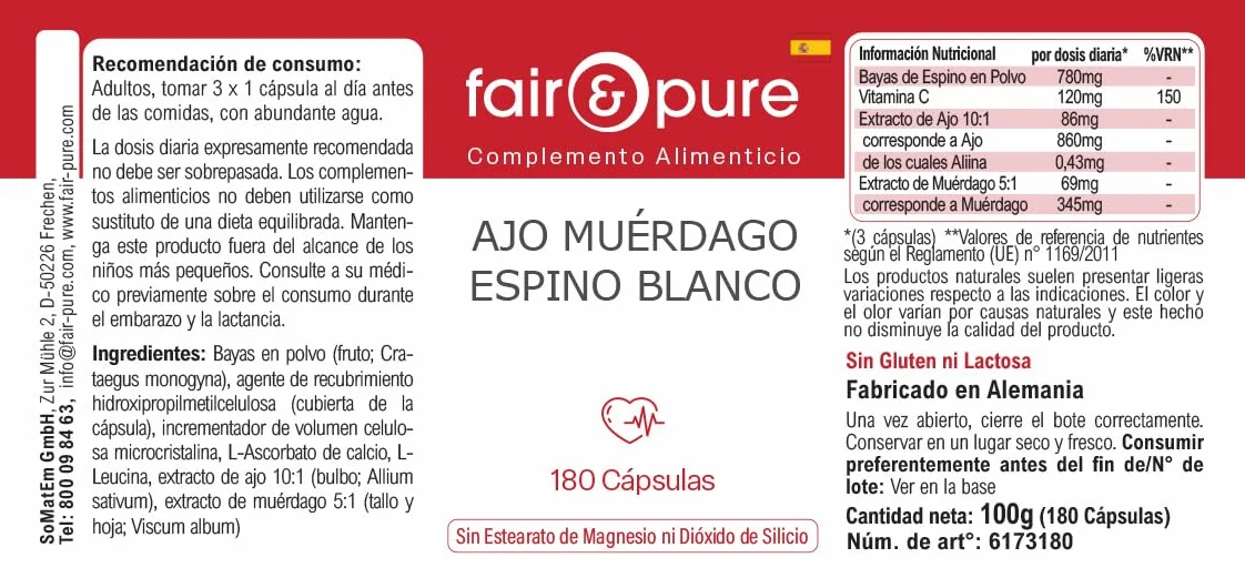 Fair & Pure® - Estratto di Aglio con Vischio e Biancospino - Vegan - 180 Capsule