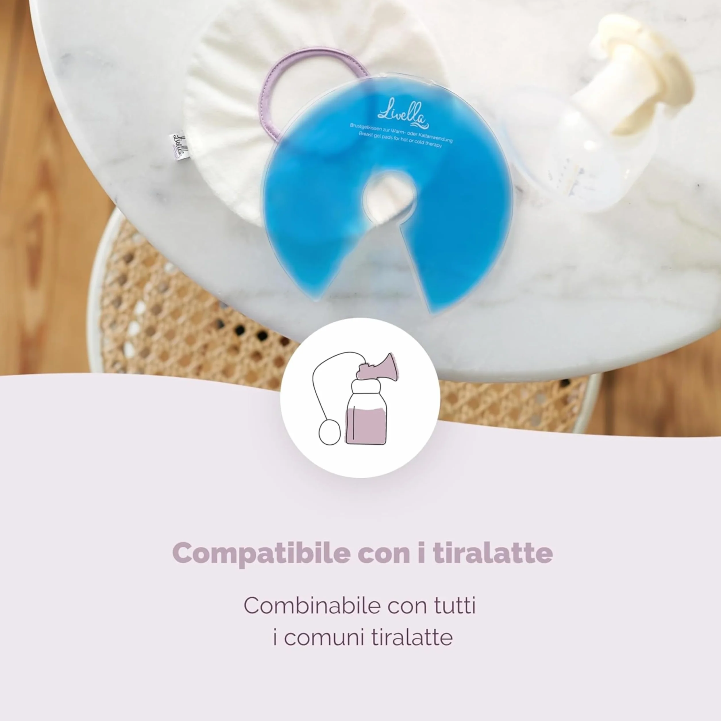 Cuscinetto in gel per il seno Livella 3 in 1 - uso freddo e caldo allattamento tiralatte - 2 pad 2 custodie