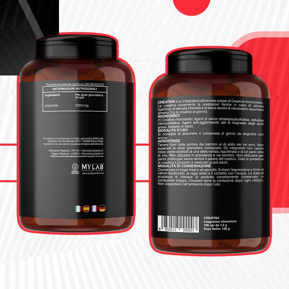 T-Rex Integratori Creatina Micronizzata Monoidrata 100 compresse 1300mg - Integratore alimentare per massa muscolare e pre workout