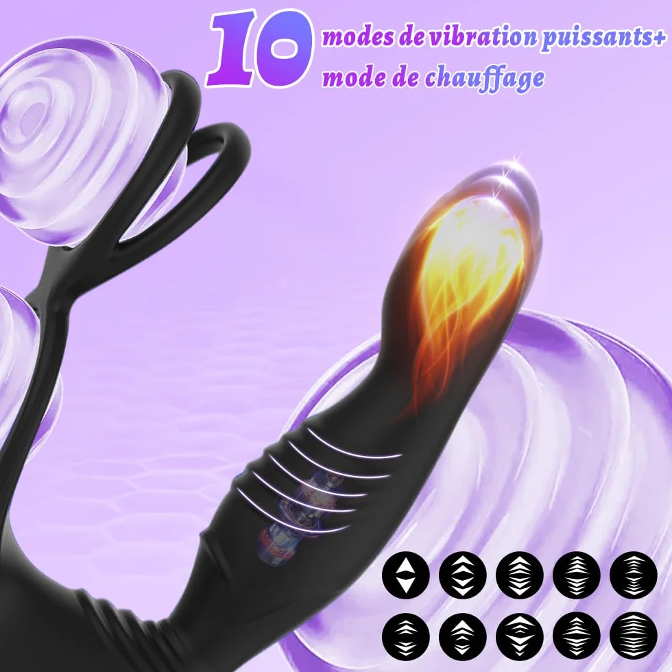 Prostata Vibratore Sexytoys Uomo,Anello Vibrante per Lei e Lui,Vibratore per Uomo con Telecomando, Stimolatore per Clitoride,Dildo Anale Vibratore con 10 Modalità Anal Plug Vibratore per Uomo Sex Toys