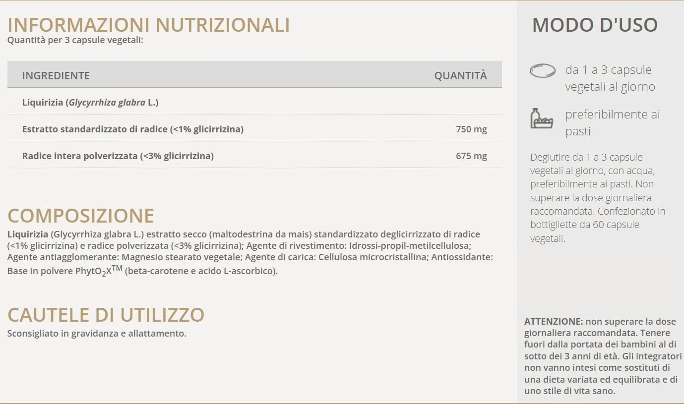 Solgar FITOLIQUIRIZIA DEGLICIRRIZZATA, 60 capsule vegetali – Glycyrrhiza glabra – funzione digestiva