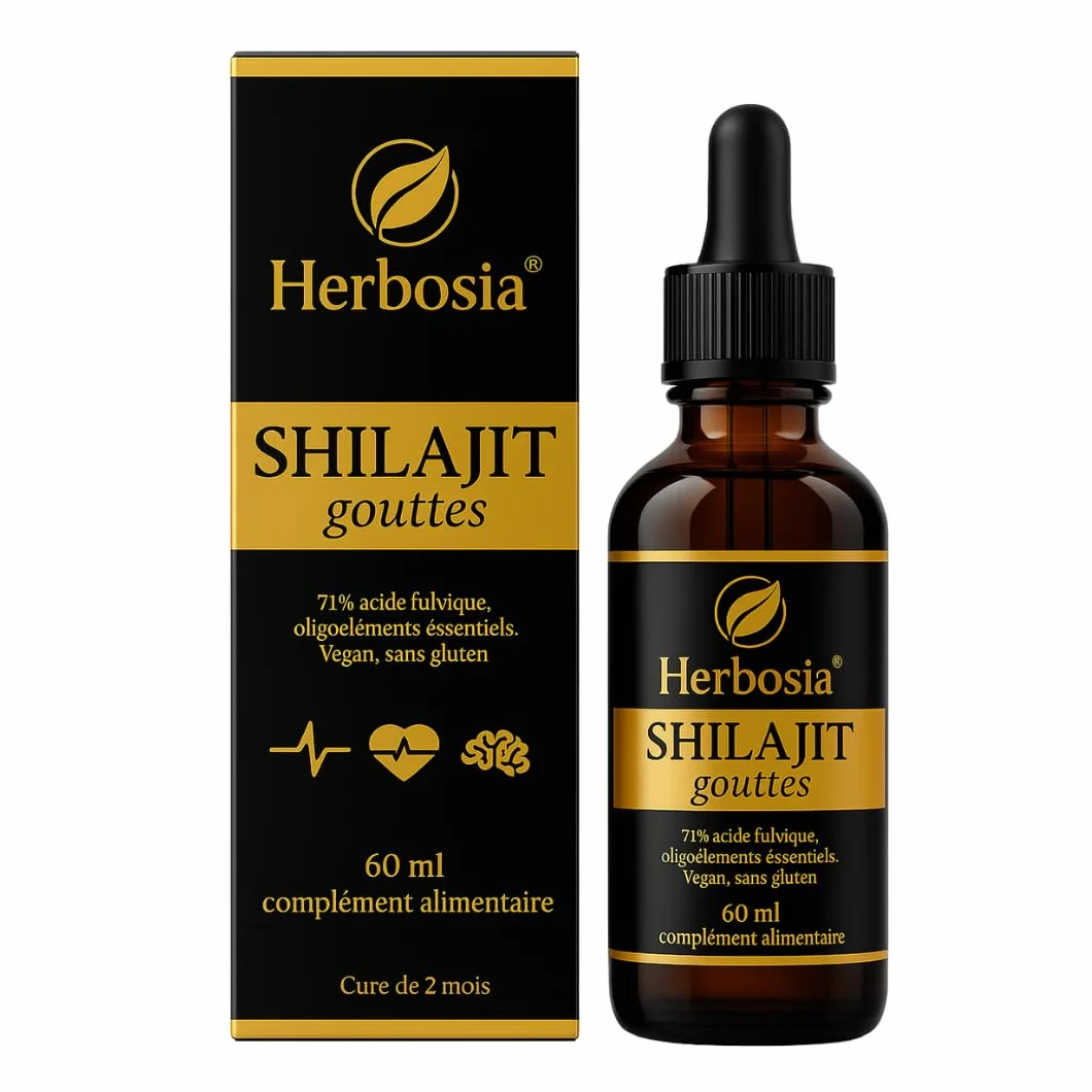 Shilajit Gocce 60 ml – Integratore alimentare liquido, resina Himalayana 100% pura, ricca di acidi fulvici, vitalità ed energia naturale