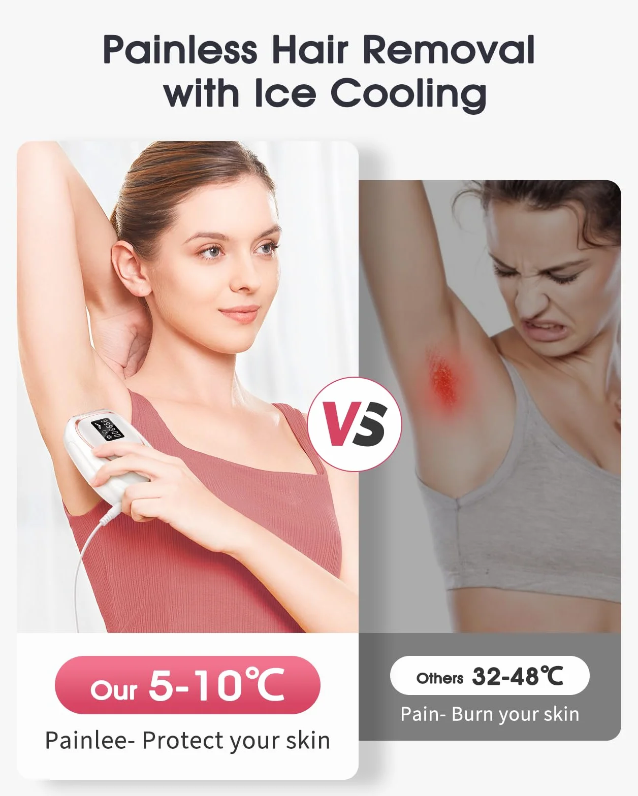 Haarlosy Epilatore Luce Pulsata con Ghiaccio, Efficiente IPL Epilatore Laser 999900 Impulsi Luminosi per Depilatore Corpo Donna, Uomo, Viso, Ascelle, Gambe (Bianco)