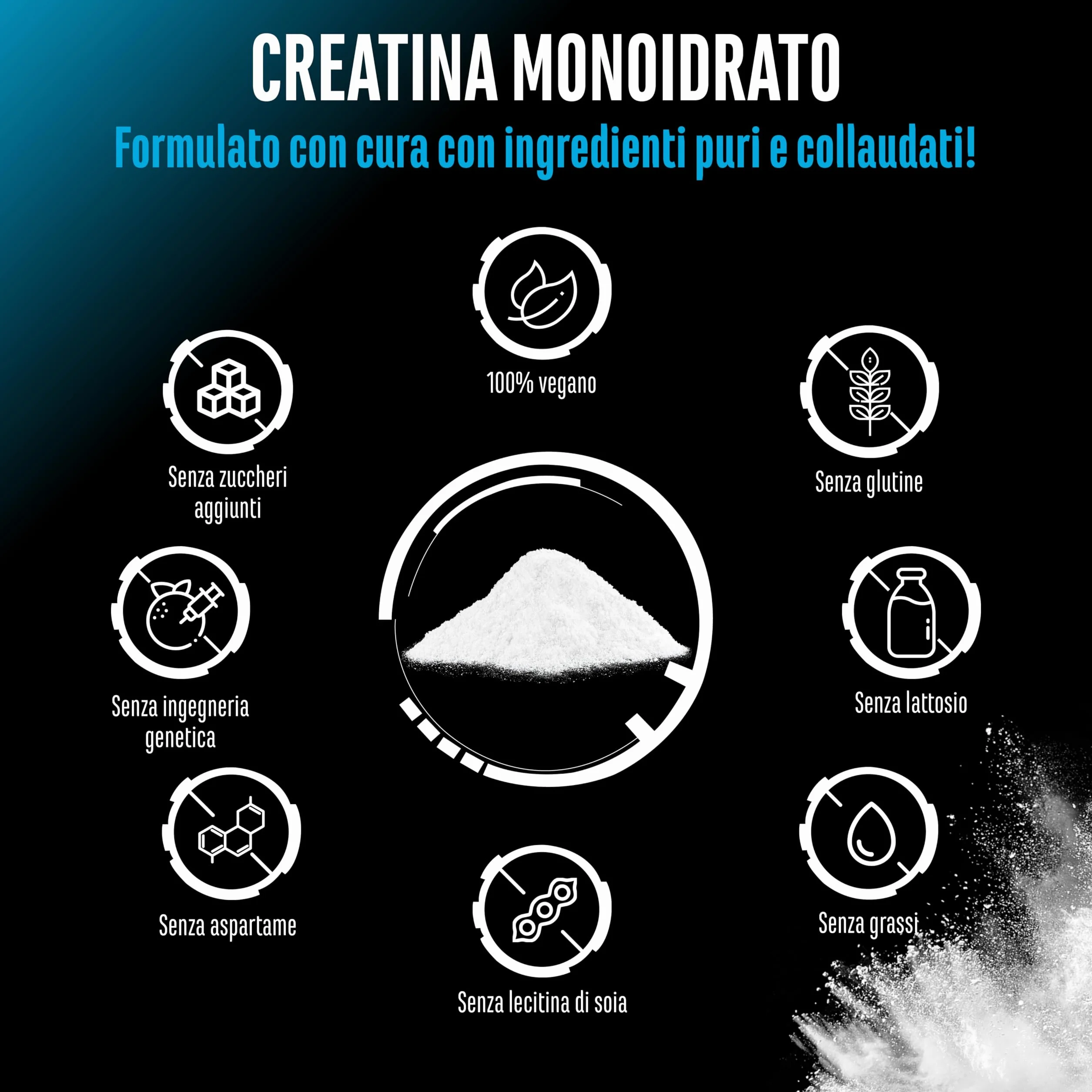 Creatina Monoidrato in Polvere 1kg 1000g Microfine Vegan 293 Applicazioni