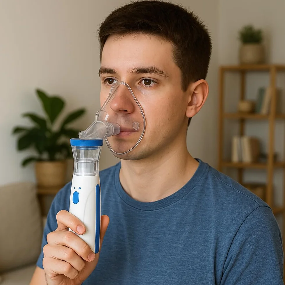 Nebulizzatore Portatile Silenzioso per Adulti e Bambini con Doppia Alimentazione USB/Batterie, Design Compatto