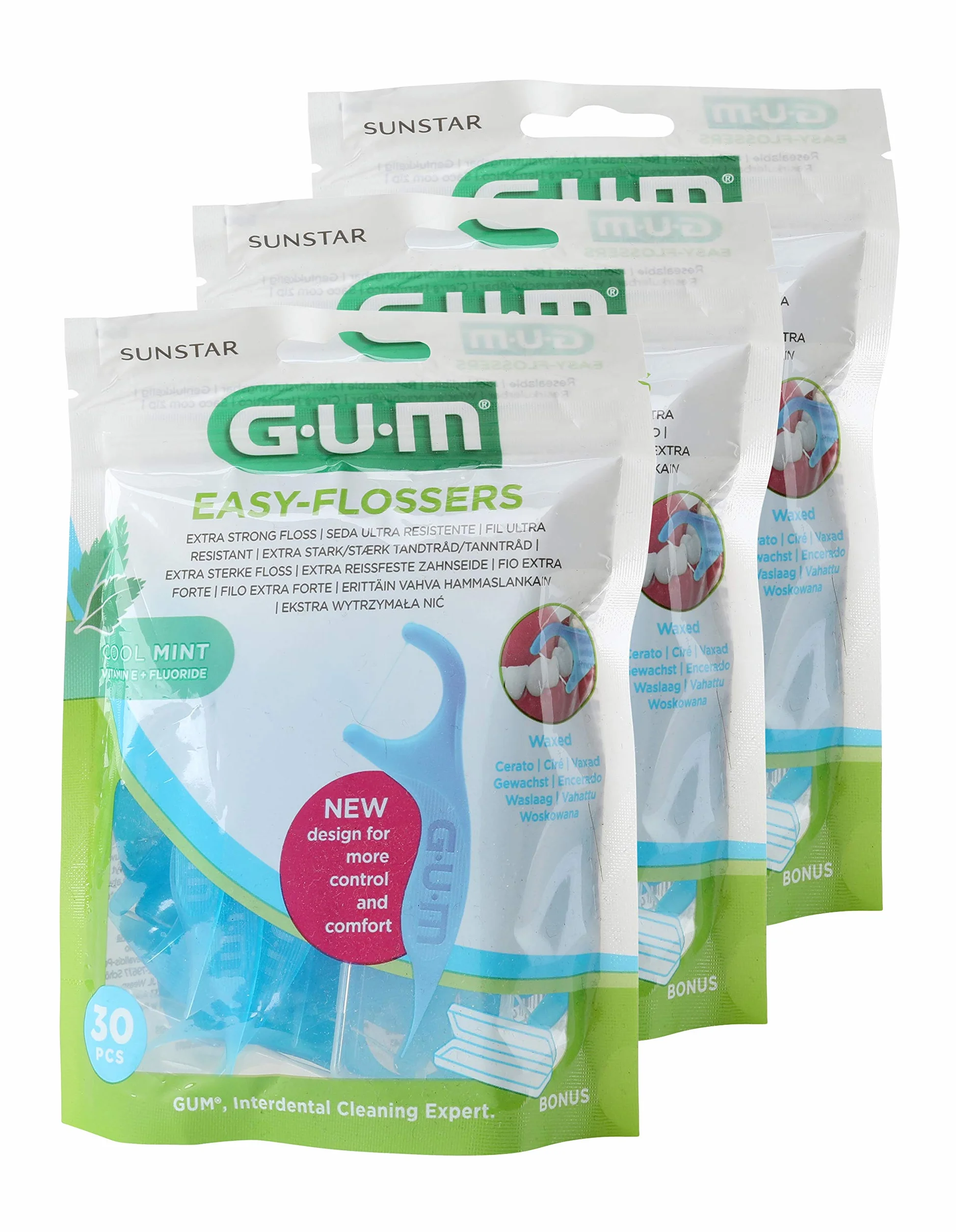 GUM Easy Flosser - Filo interdentale con archetto, 30 pezzi, confezione da 3 (3 x 30 pezzi)