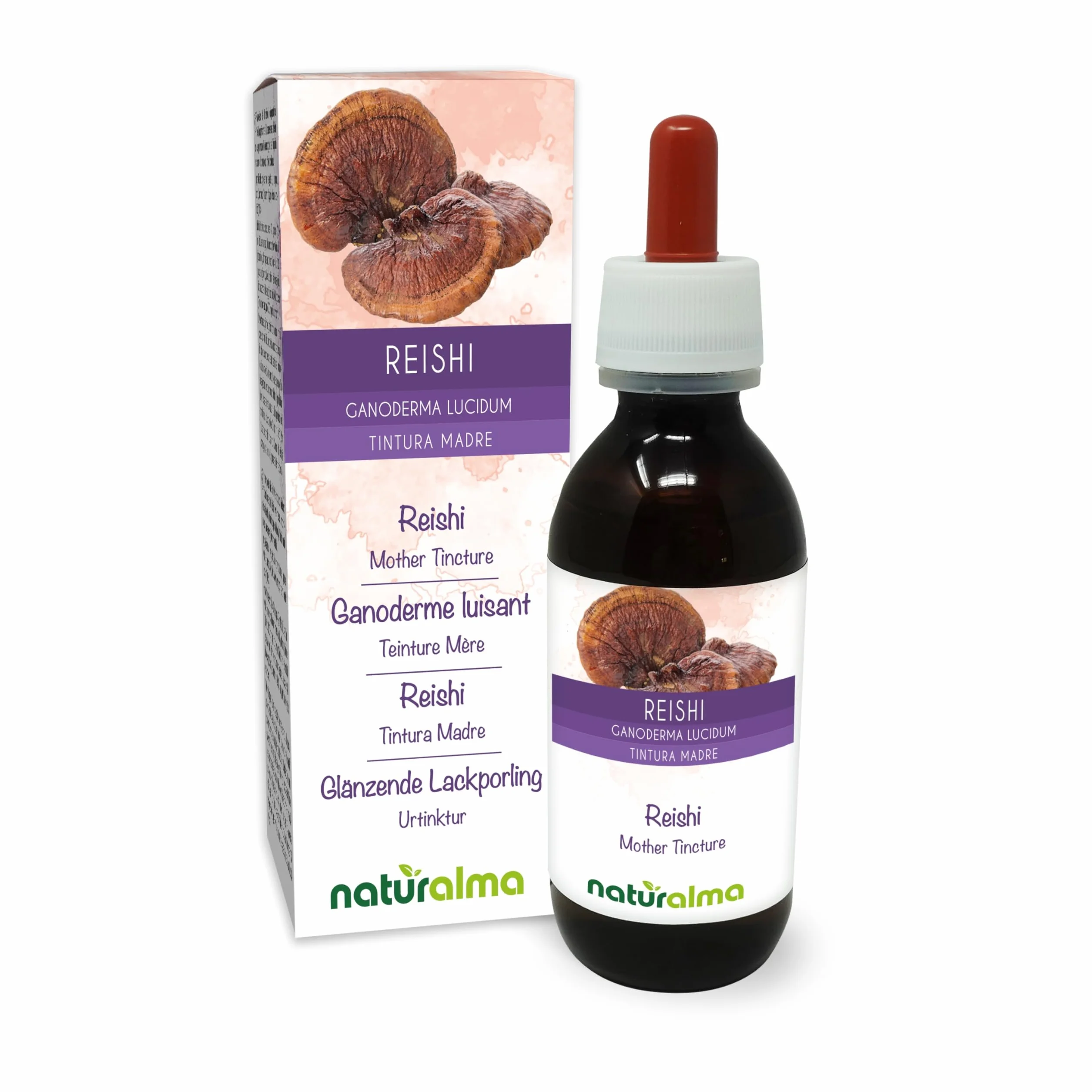 Reishi (Ganoderma lucidum) fungo Tintura Madre analcoolica Naturalma - Estratto liquido gocce 120 ml - Integratore alimentare - Vegano