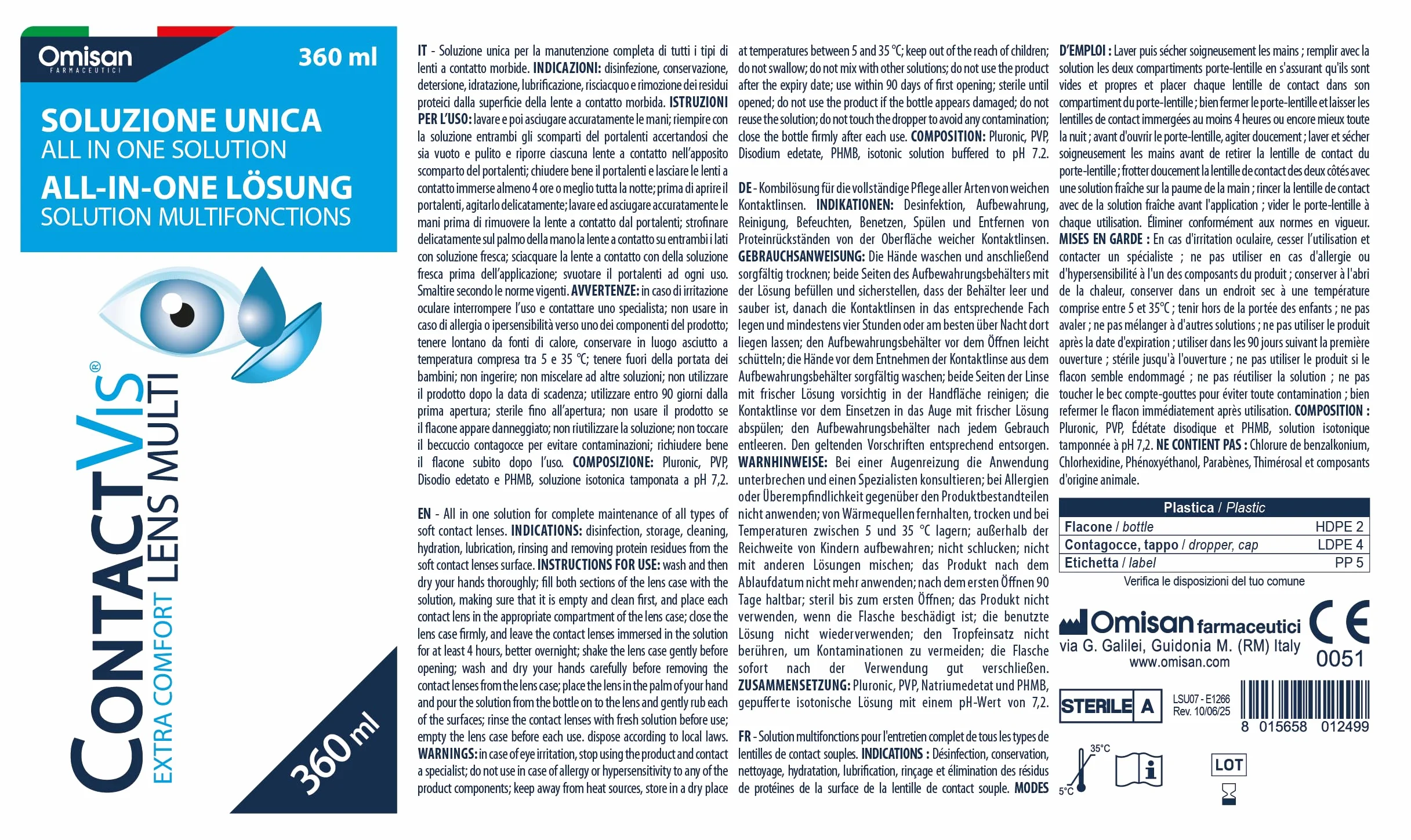 Soluzione Unica per Lenti a Contatto - 360 ml + Portalenti incluso