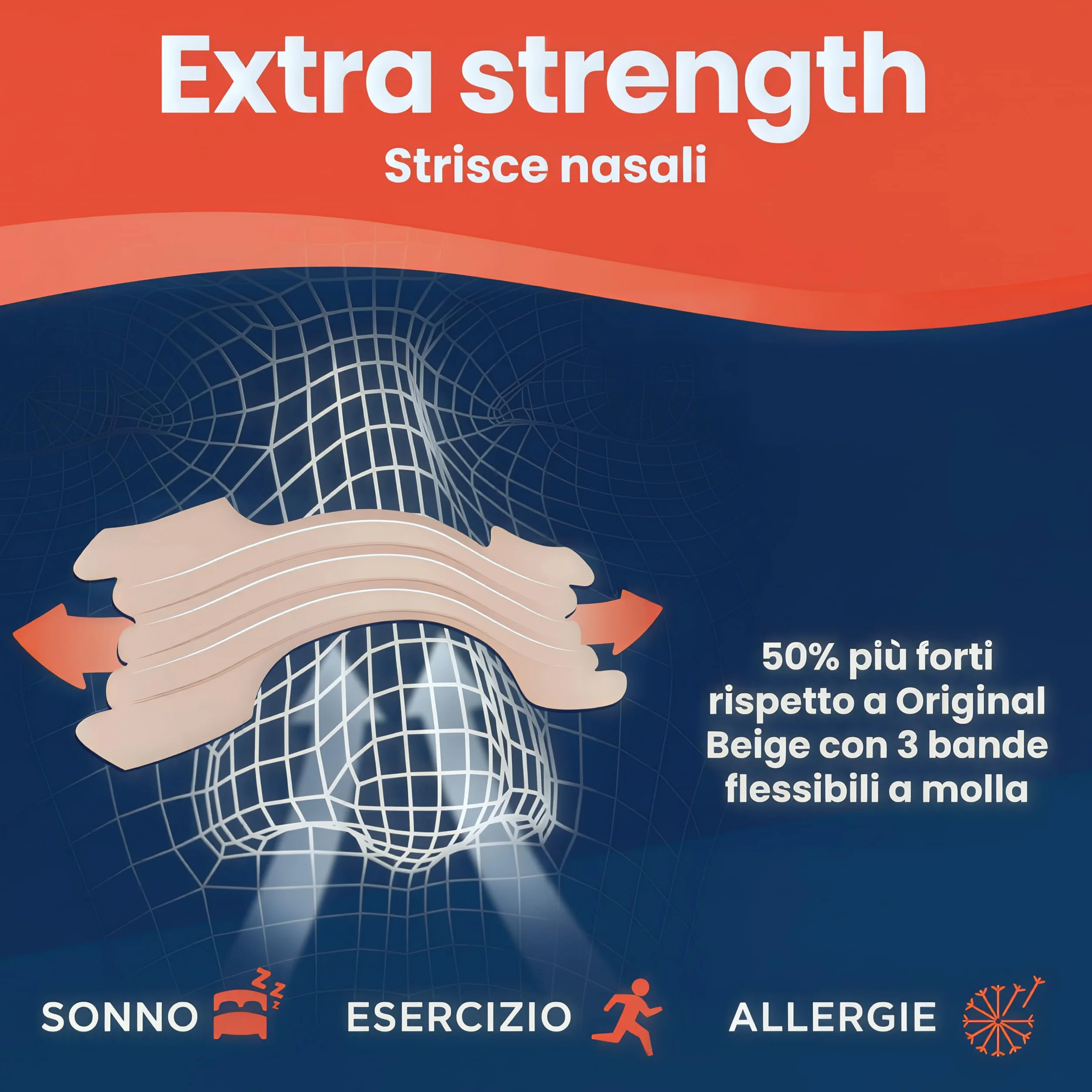 Breathe Right Cerottini Nasali Classici Extra Forti Strisce Nasali Ultra-Resistenti 10 Pezzi