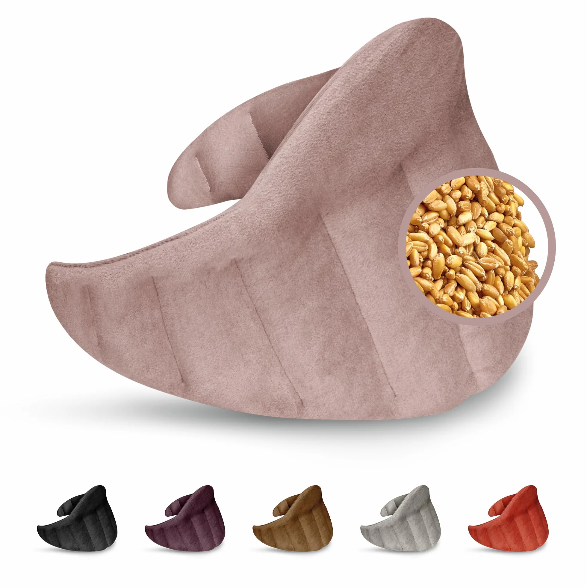 LESCHI XXL Cuscino termico per microonde (60x28cm), 100% cotone e grano biologico, cuscino riscaldante a 11 camere, rosa, ideale per alleviare tensioni su cervicale, spalla, schiena, collo