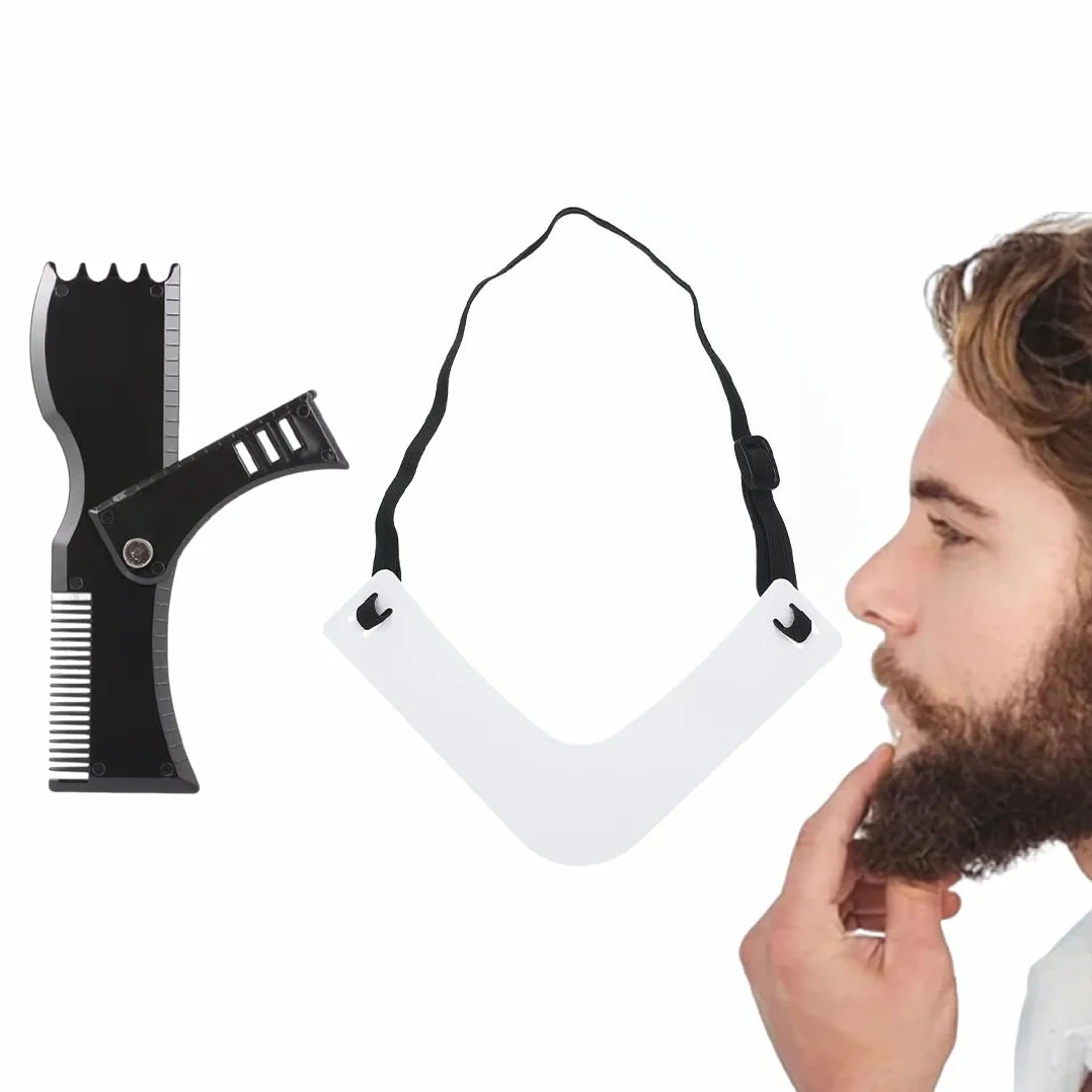 Pettine Stencil Barba 2 Pezzi, Sagome Per Barba Uomo, Styling Tool Rasatura